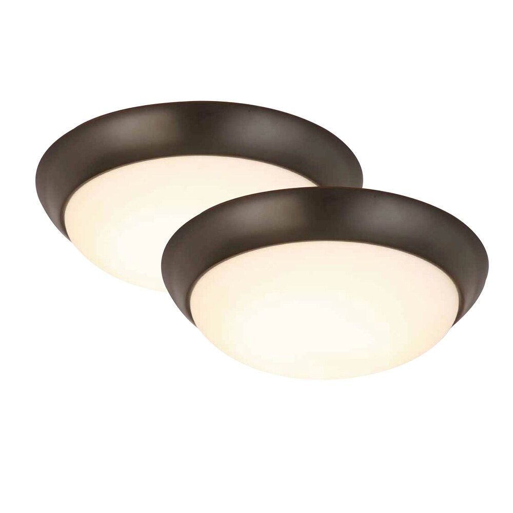 Project Source 2-Pack 11-in Oil-ribbed Bronze Integrated LED Flush 
