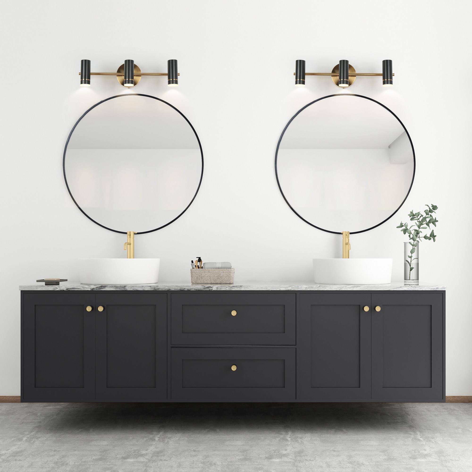 ZEVNI Daron 24-in 3-Light Matte Black LED Modern/Contemporary Vanity ...