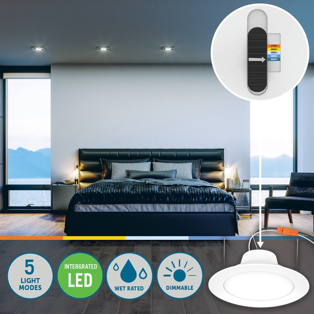 Utilitech Retrofit Kit White 5-in or 6-in 925-Lumen Switchable White Round Dimmable LED Canned Recessed Downlight