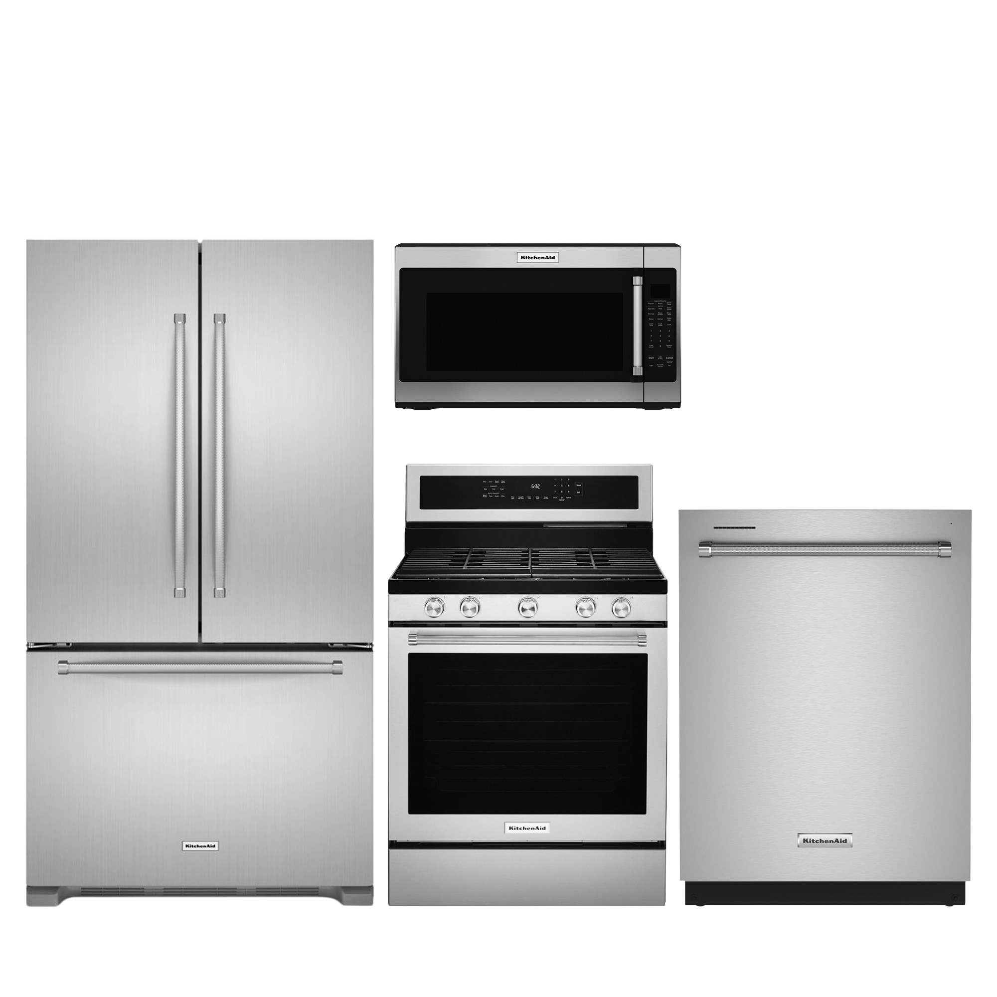 Shop KitchenAid 20-cu ft French Door Refrigerator & Gas Range in Stainless Steel at Lowes.com