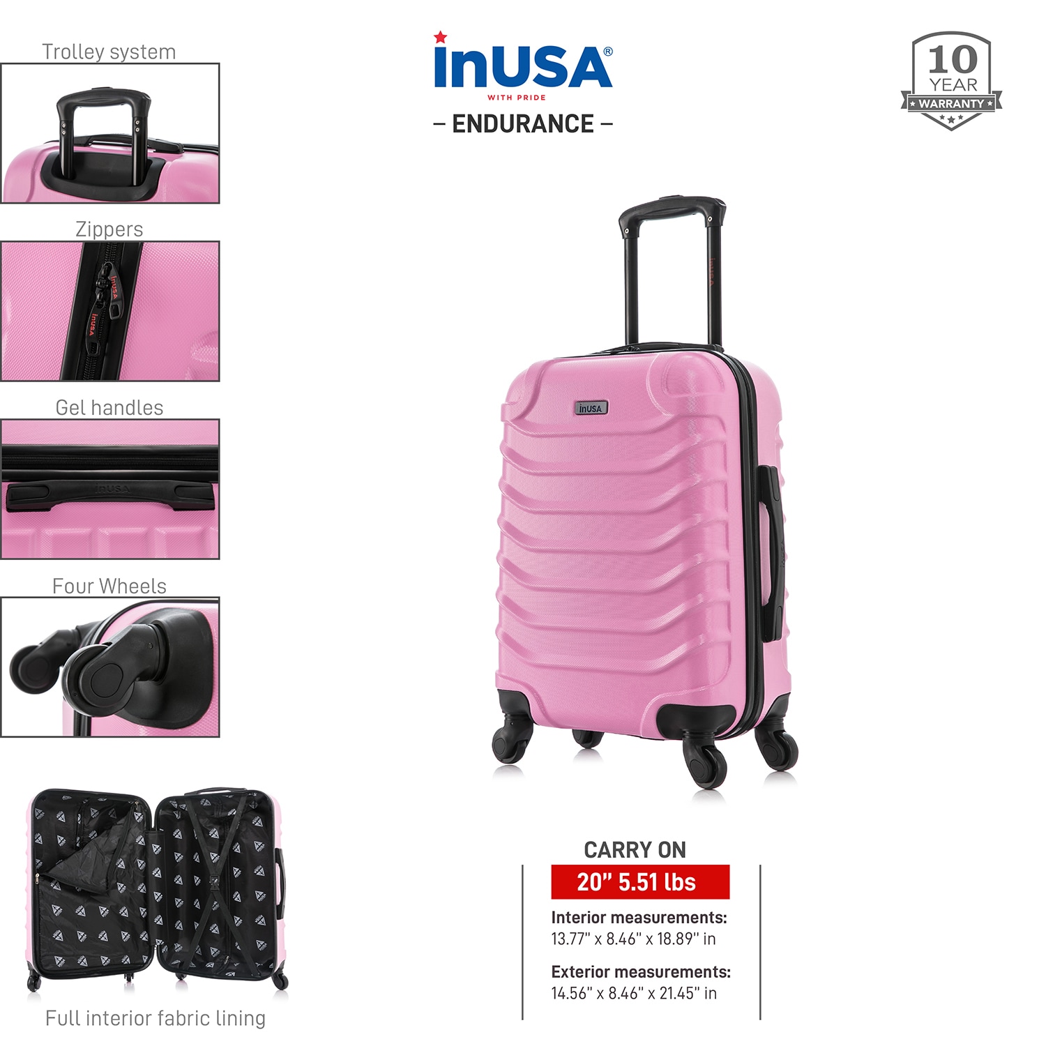 InUSA IUEND00S-PNK Luggage-And-Luggage-Sets - View #3