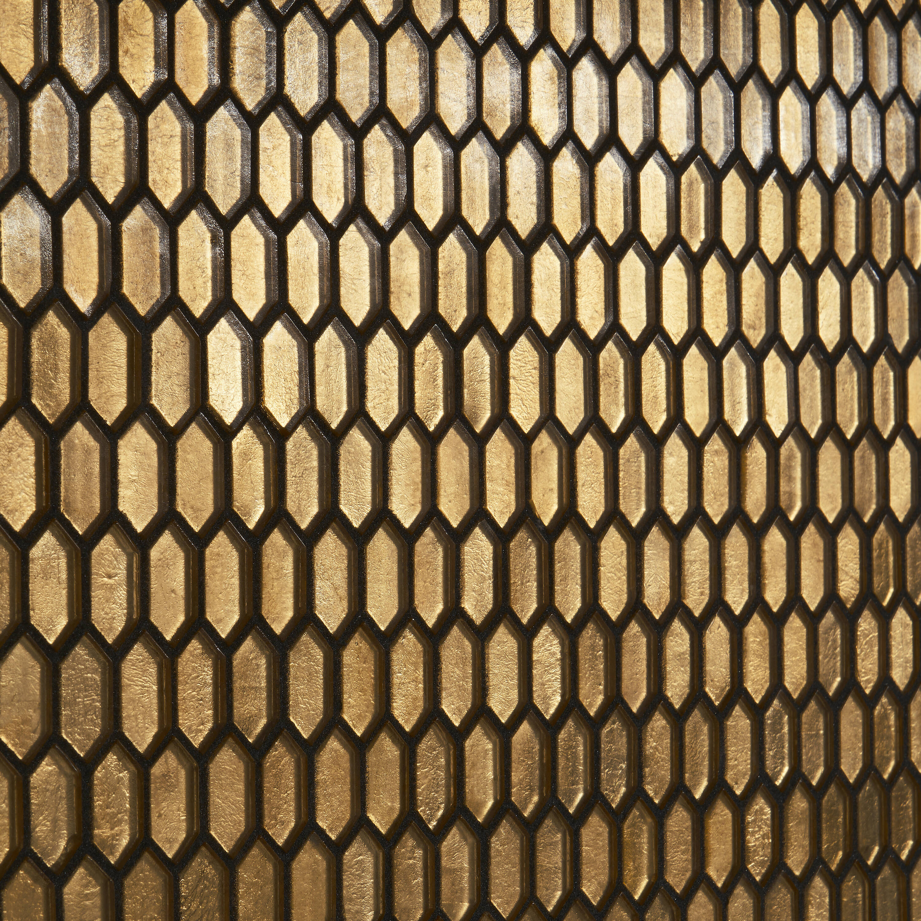 Flicker Gold Polished Glass Hexagonal Mosaic Wall Tile