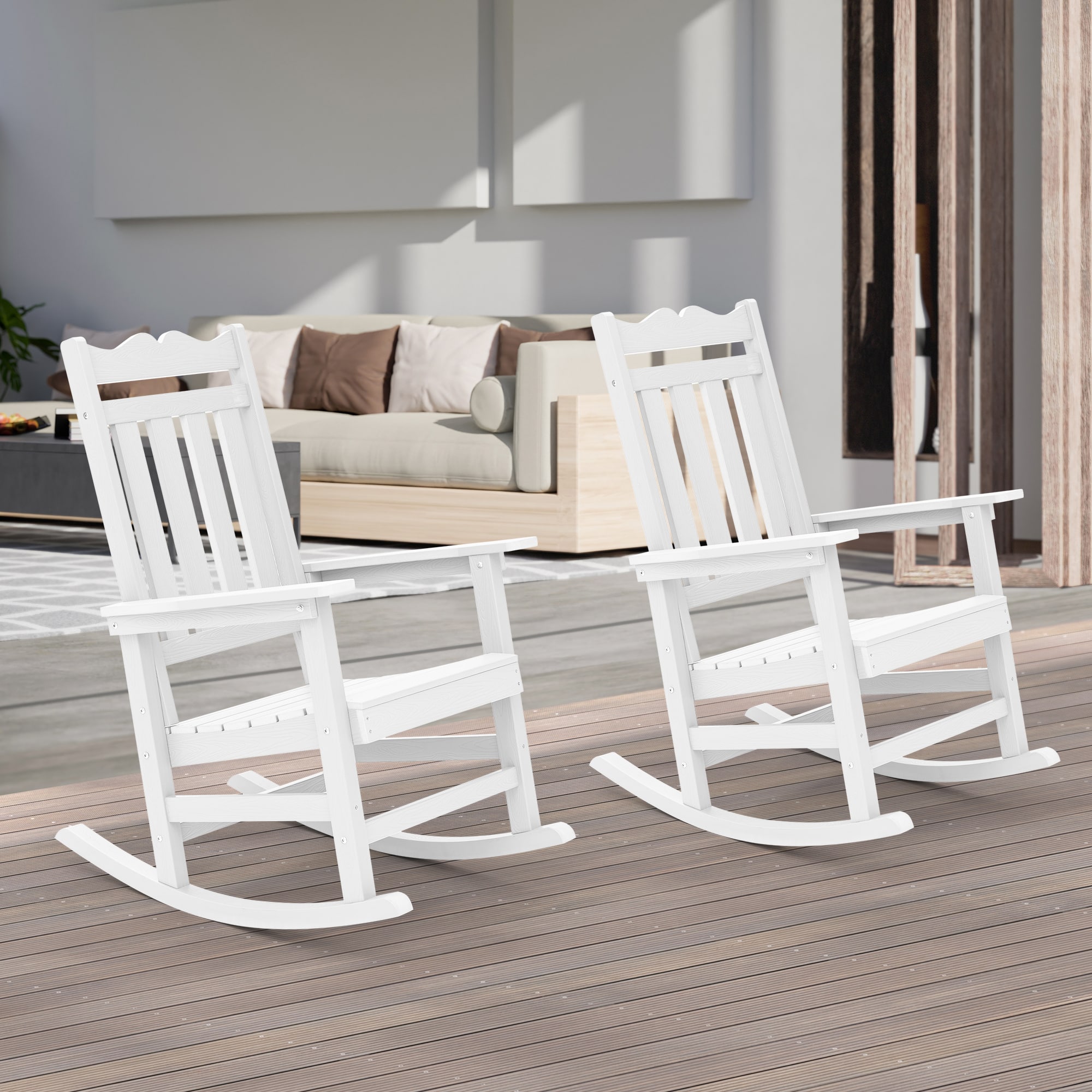 ACEGOSES LW-RC-65-WT-2 Adirondack Chair Set of 2 White Adirondack Chair with Slat Seat