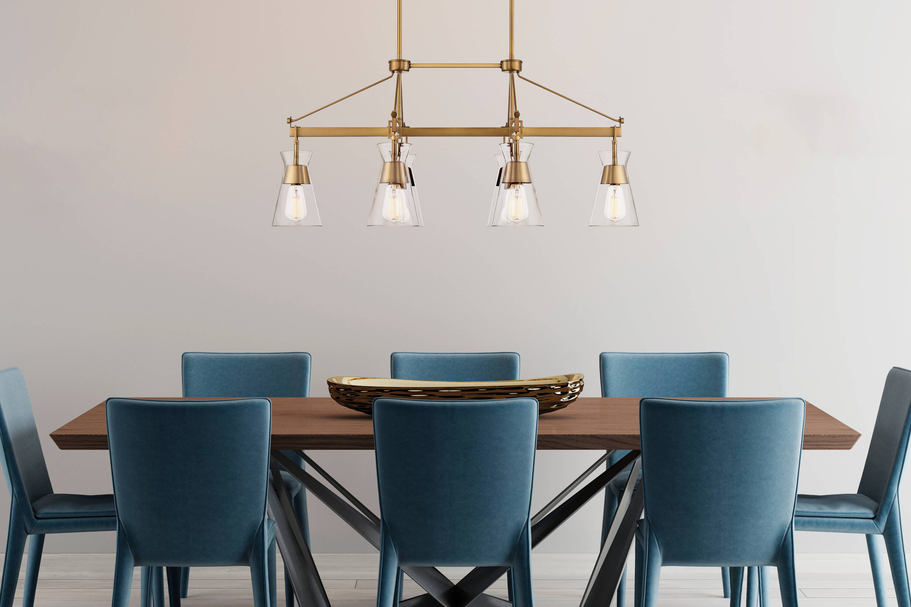 Lakewood Warm Brass 6-Light Mid-Century Modern Chandelier