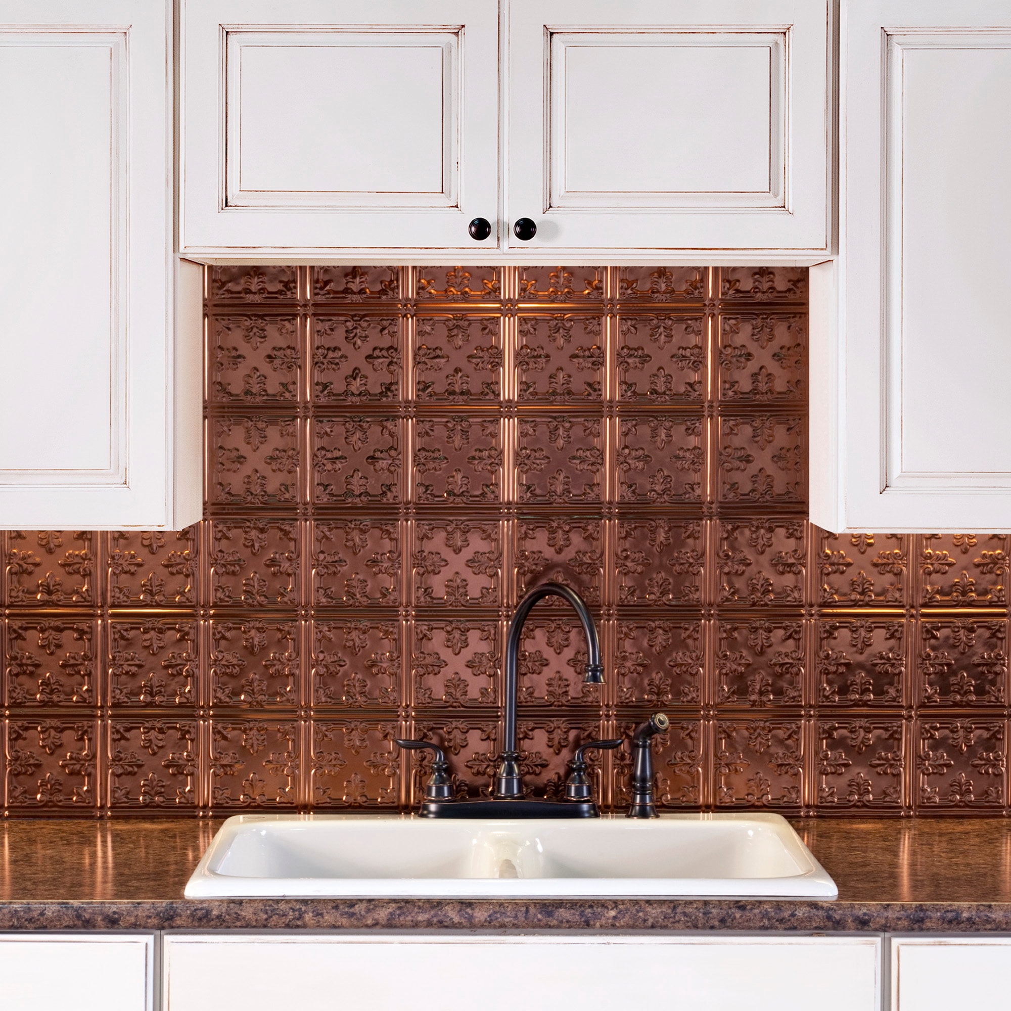 Fasade Traditional 10 24.25-in x 18.25-in Oil-Rubbed Bronze Backsplash ...