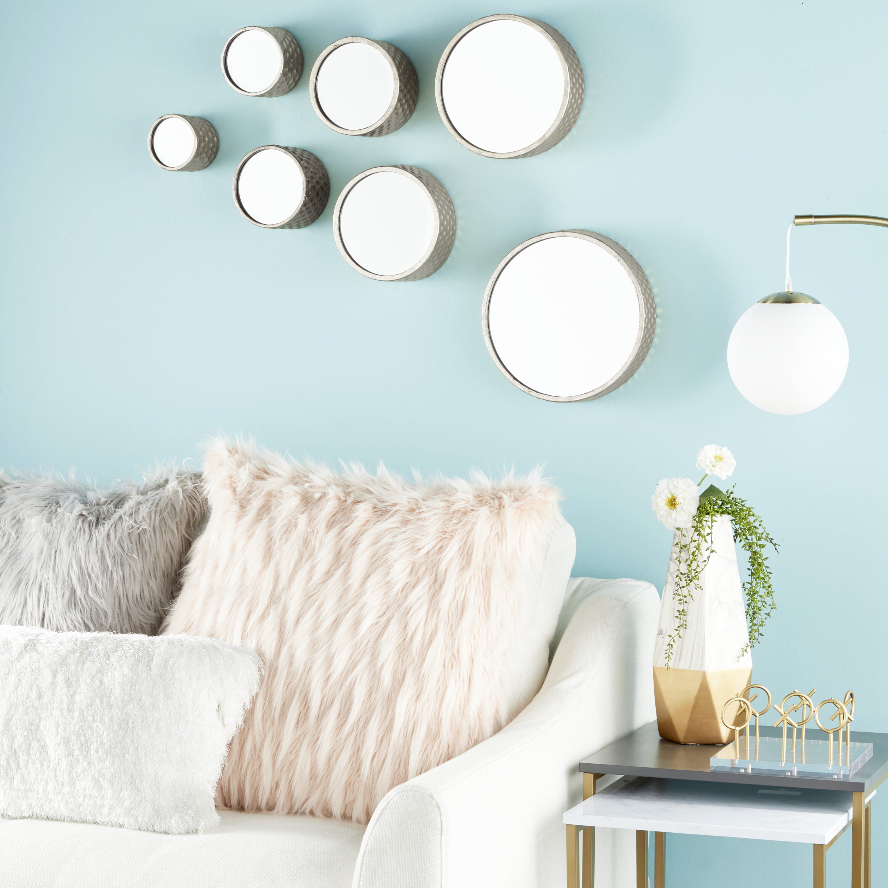 CosmoLiving by Cosmopolitan 97717 12-Inches W x 12.0-Inches H Round Silver Framed Wall Mirror