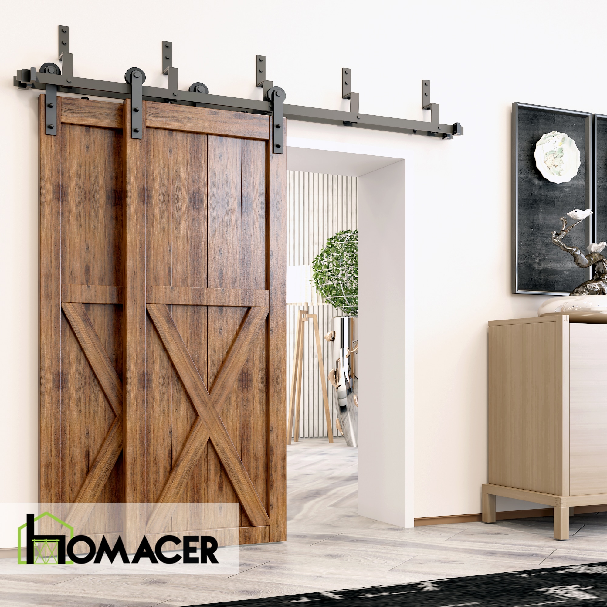HOMACER ZT3TGH108C Barn-Door-Roller-Kits - View #2