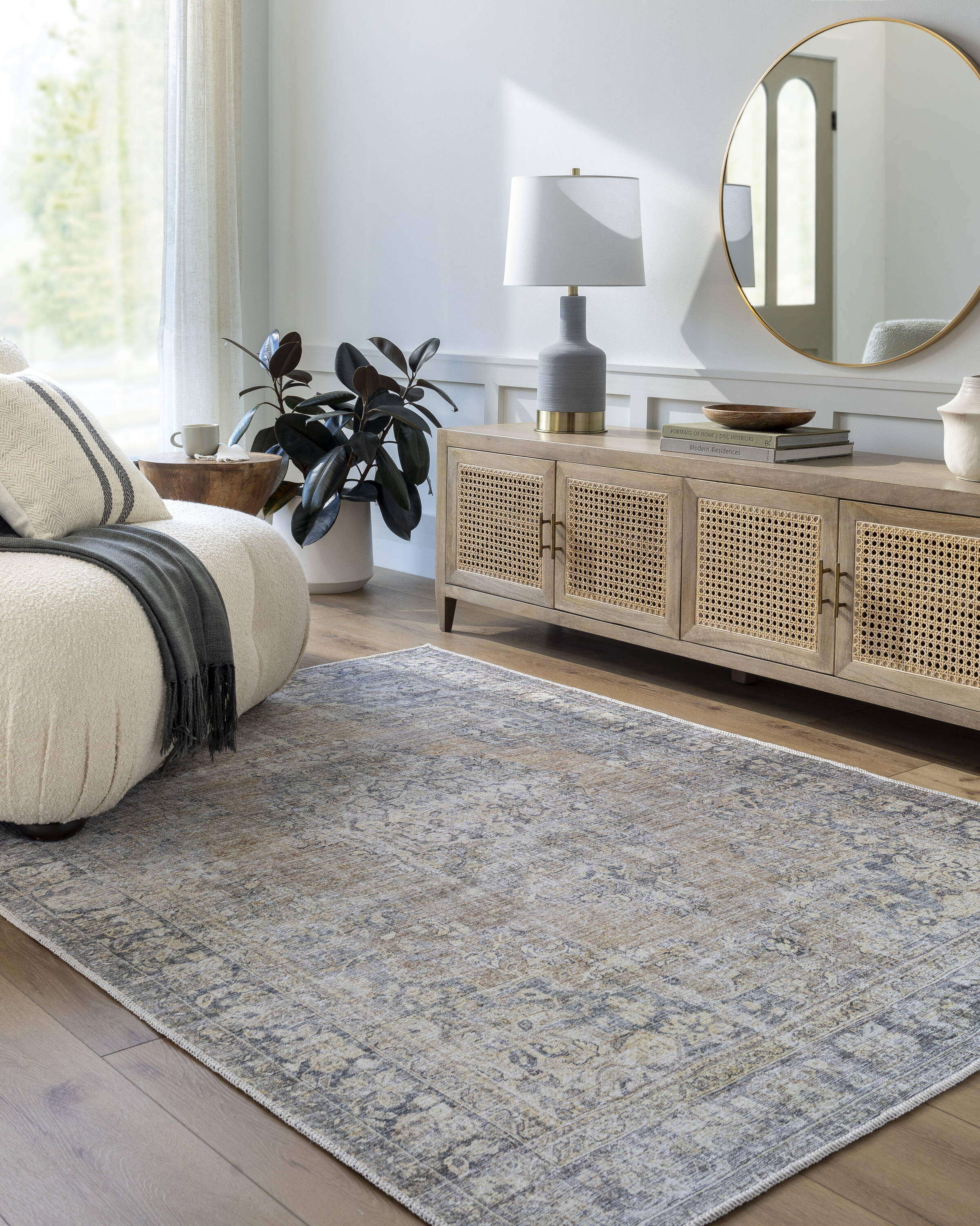 Livabliss BODA2305-537 Becki Owens Darling 5 x 7 (ft) Polyester Metallic - Silver Rectangular Indoor Medallion Oriental Machine washable Area rug