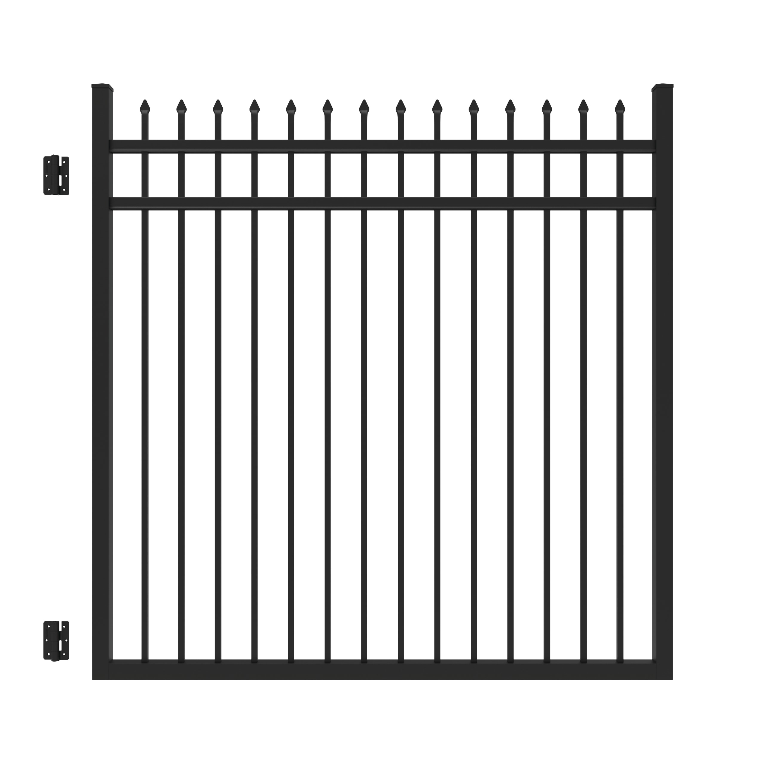 Freedom 73016264 Providence 6-ft H x 6-ft W Black Aluminum Decorative Walk-thru Spaced picket Fence gate