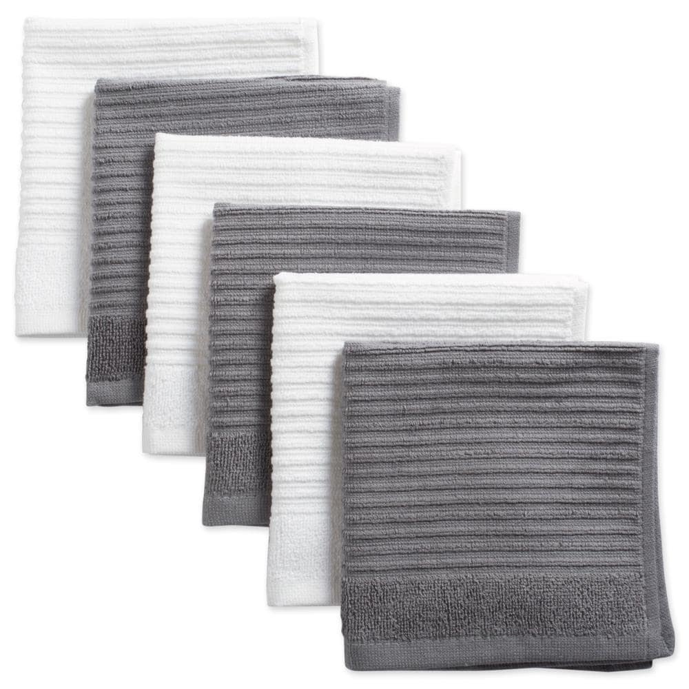 Design Imports White Bar Mop Dishtowel & Dishcloth Set of 8