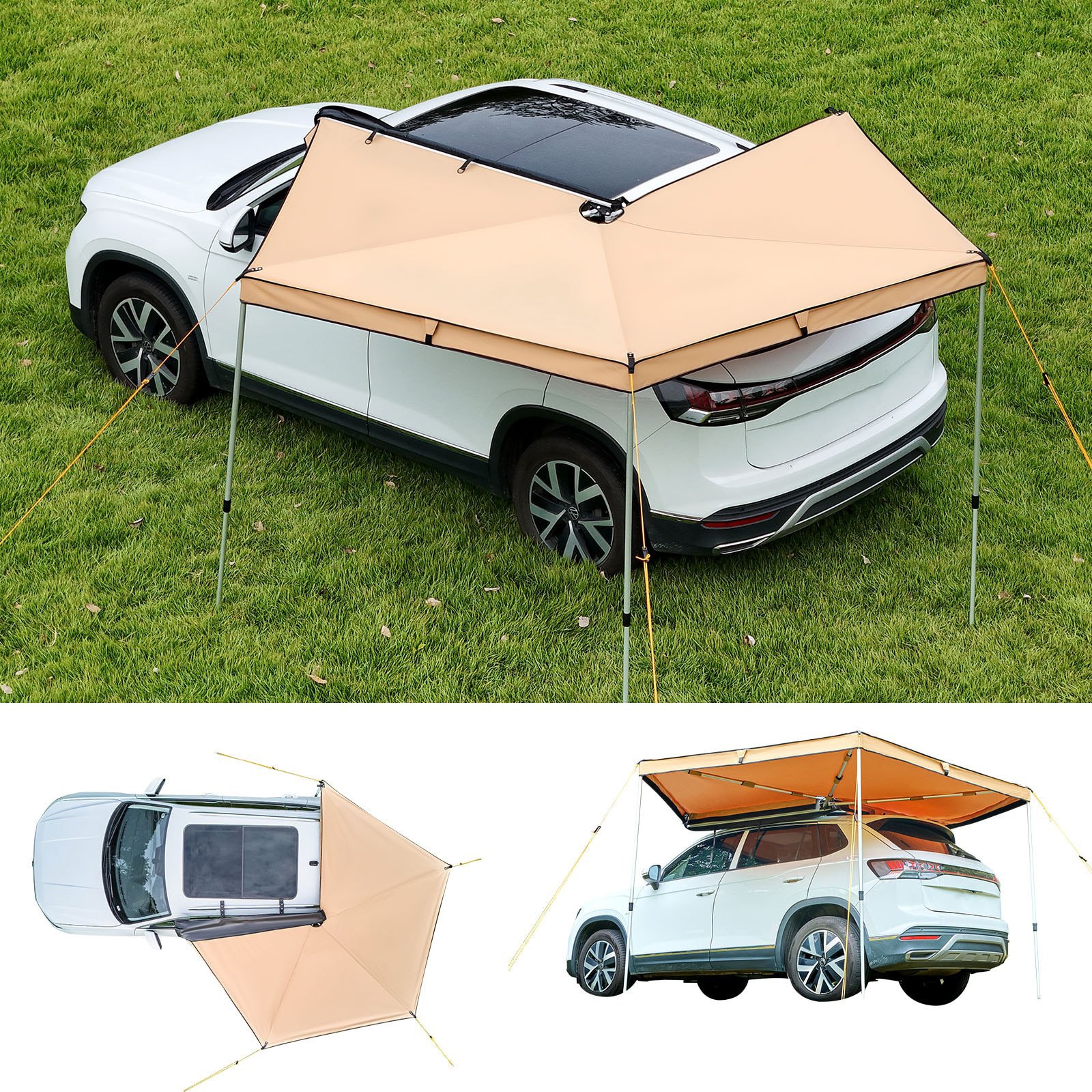 Mecale 270 Degree Vehicle Awning 52 sq ft Driver Side UV50 Waterproof All-Weather Carry Bag