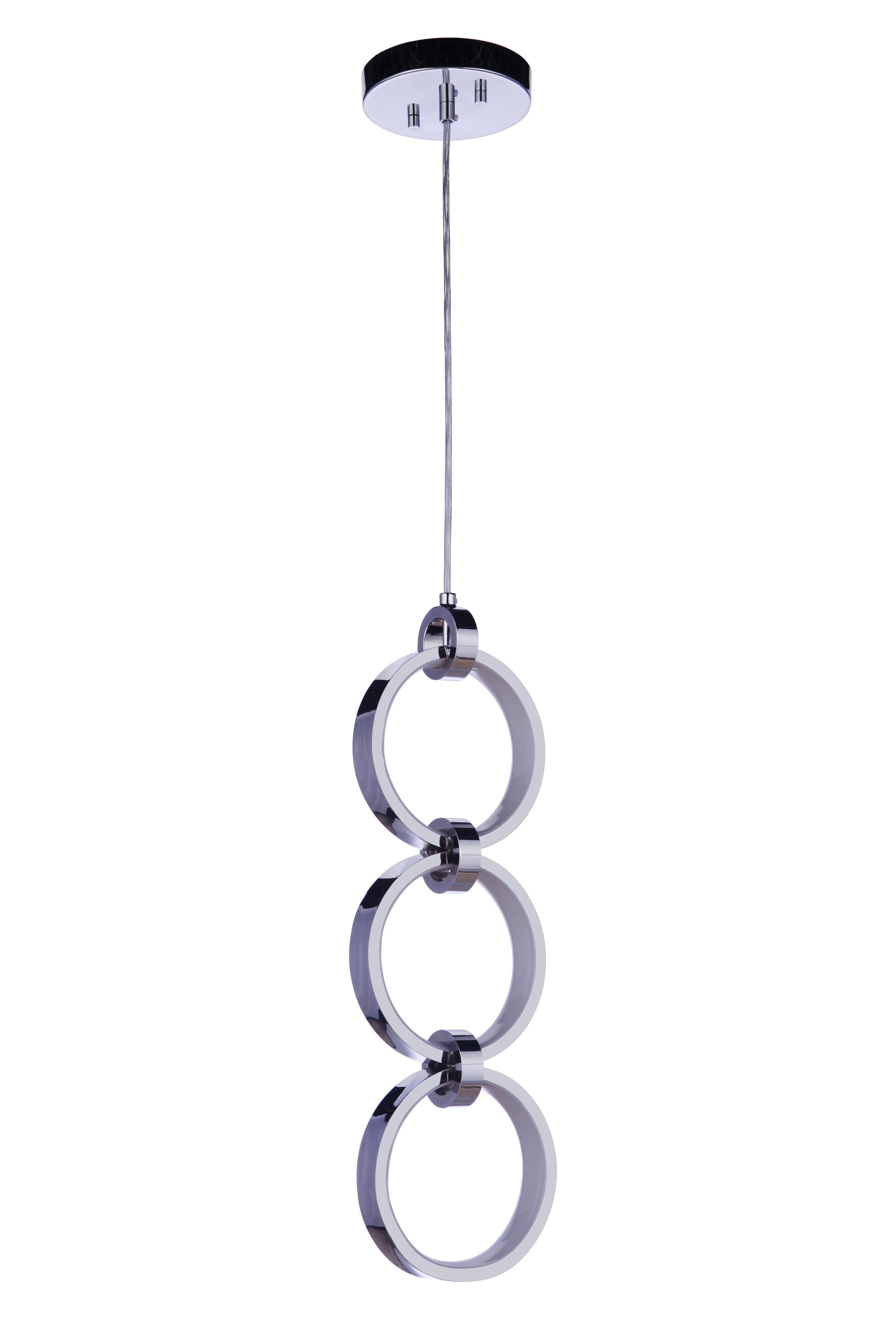 Modern Black and Chrome LED Pendant Light with Aluminum Rings