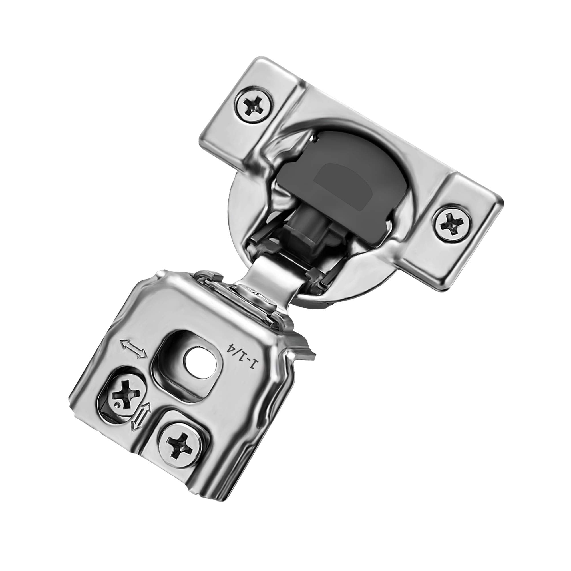 Phyfalip 10 Pack 5 Pairs 1-14 Inch Overlay Soft Close Cabinet Hinges Satin Nickel Concealed Stainless Steel 35mm Cup 45mm Holes 105 Degree #LPF0502R10