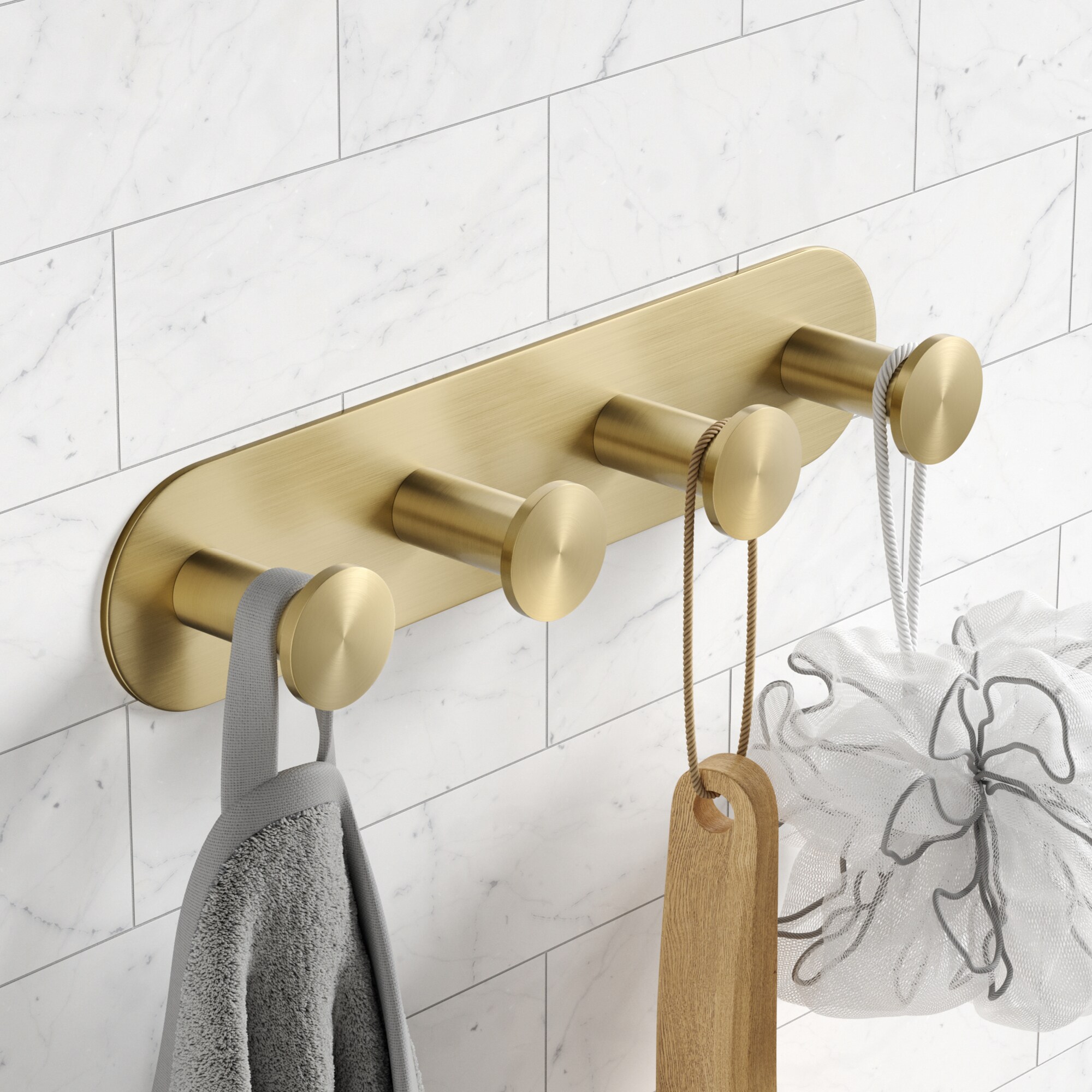 Kraus Elie Bathroom Robe and Towel Double Hook - Brushed Gold