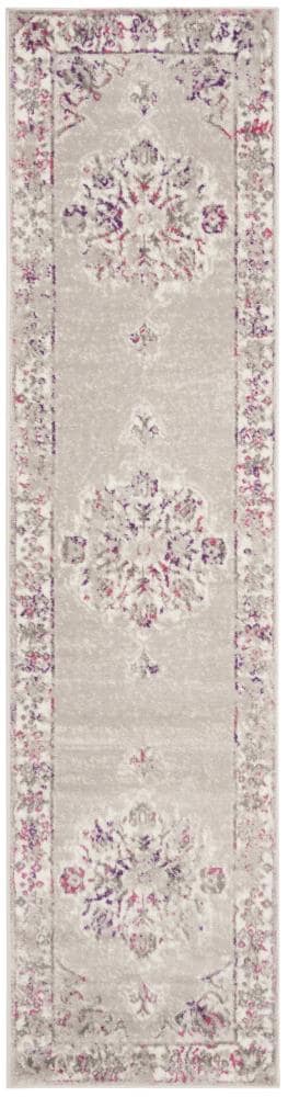 Safavieh SKY169P-212 Skyler Florette 2 x 12 (ft) Loomed Polypropylene Gray/Pink Rectangular Indoor Distressed/Overdyed Vintage Runner rug