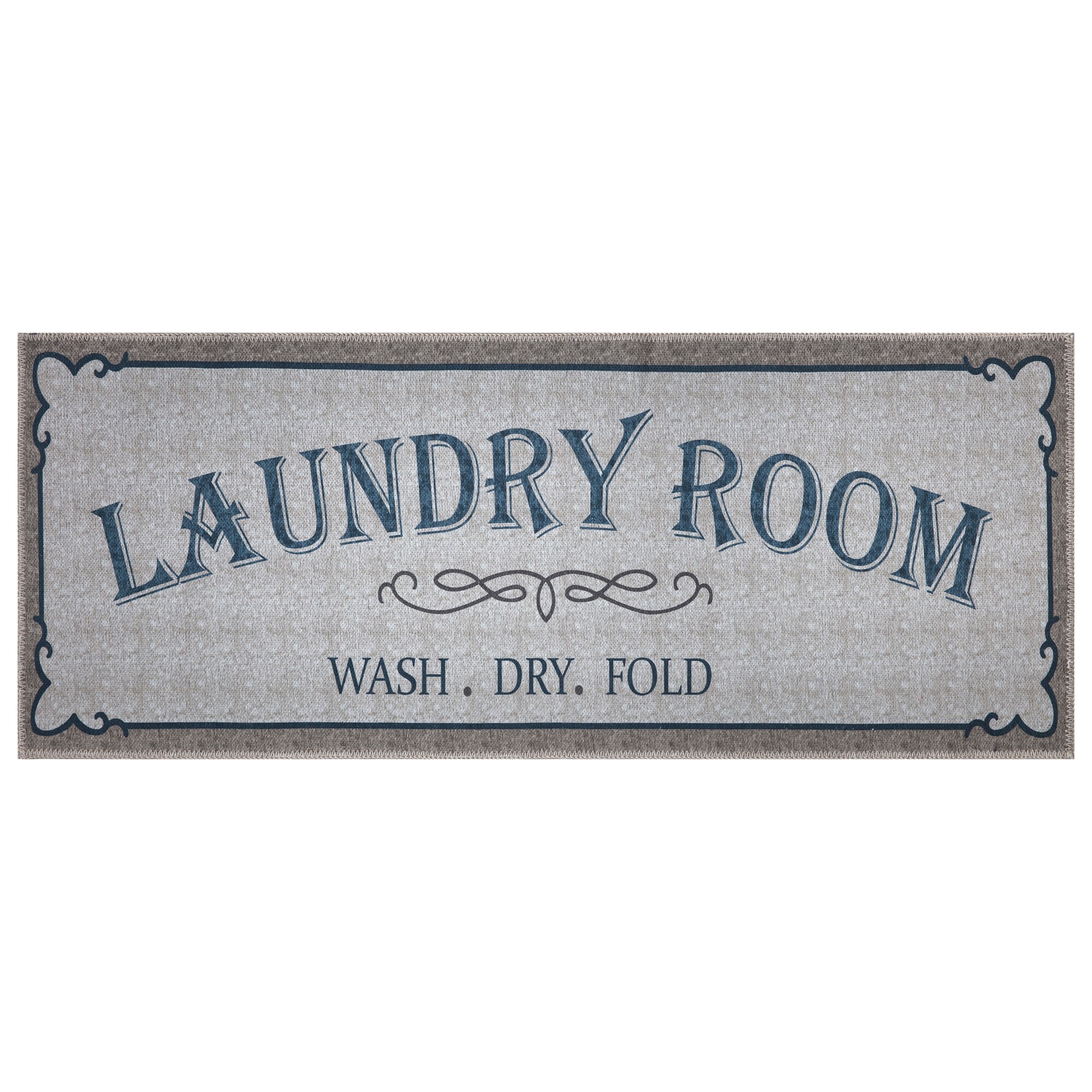 Laundry Room Rug Runner Mat Non-Slip Stain Resistant Charming Wash Room 2'3"x3' 
