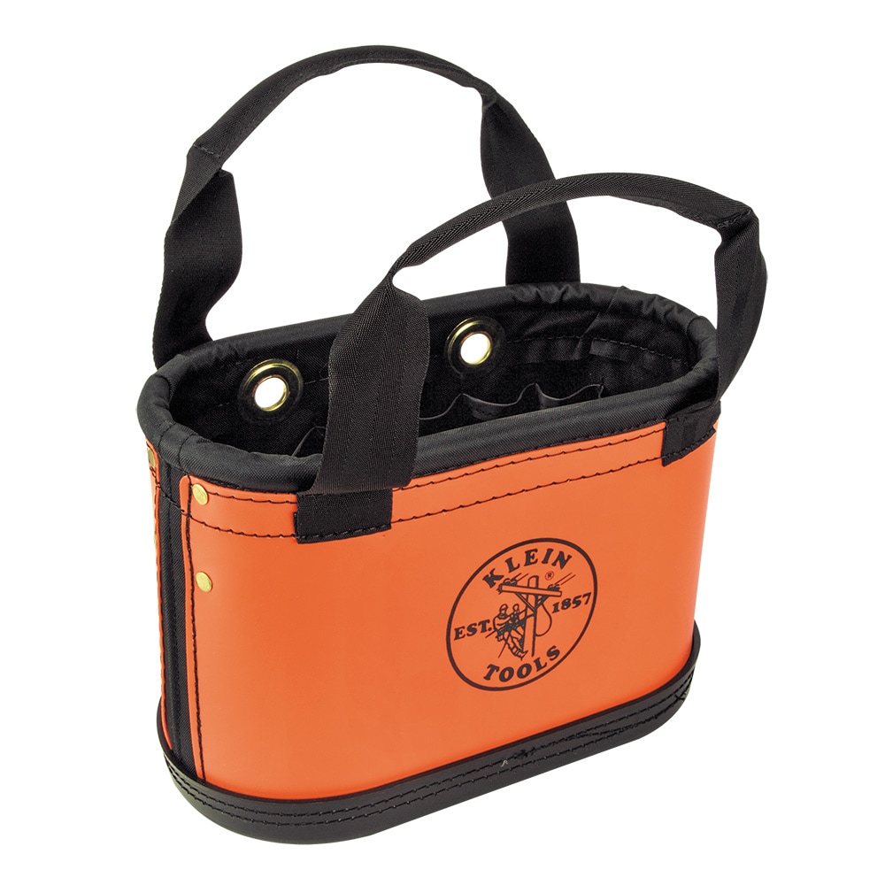 Klein Tools 5144HBS Hard-Body Bucket, 15-Pocket Oval Bucket, Orange/Black