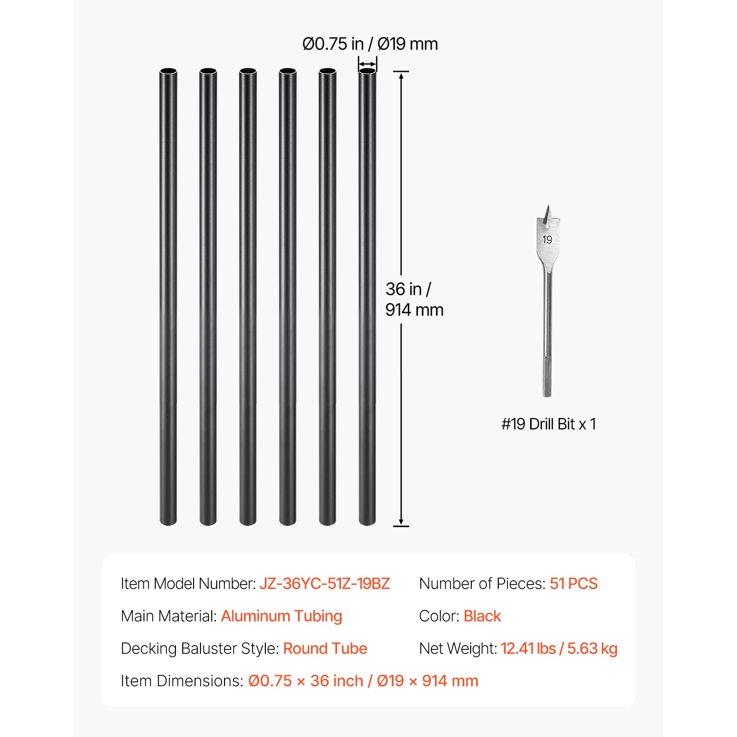 VEVOR YXKLGZL51G36W8V3VV0 balusters - View #8