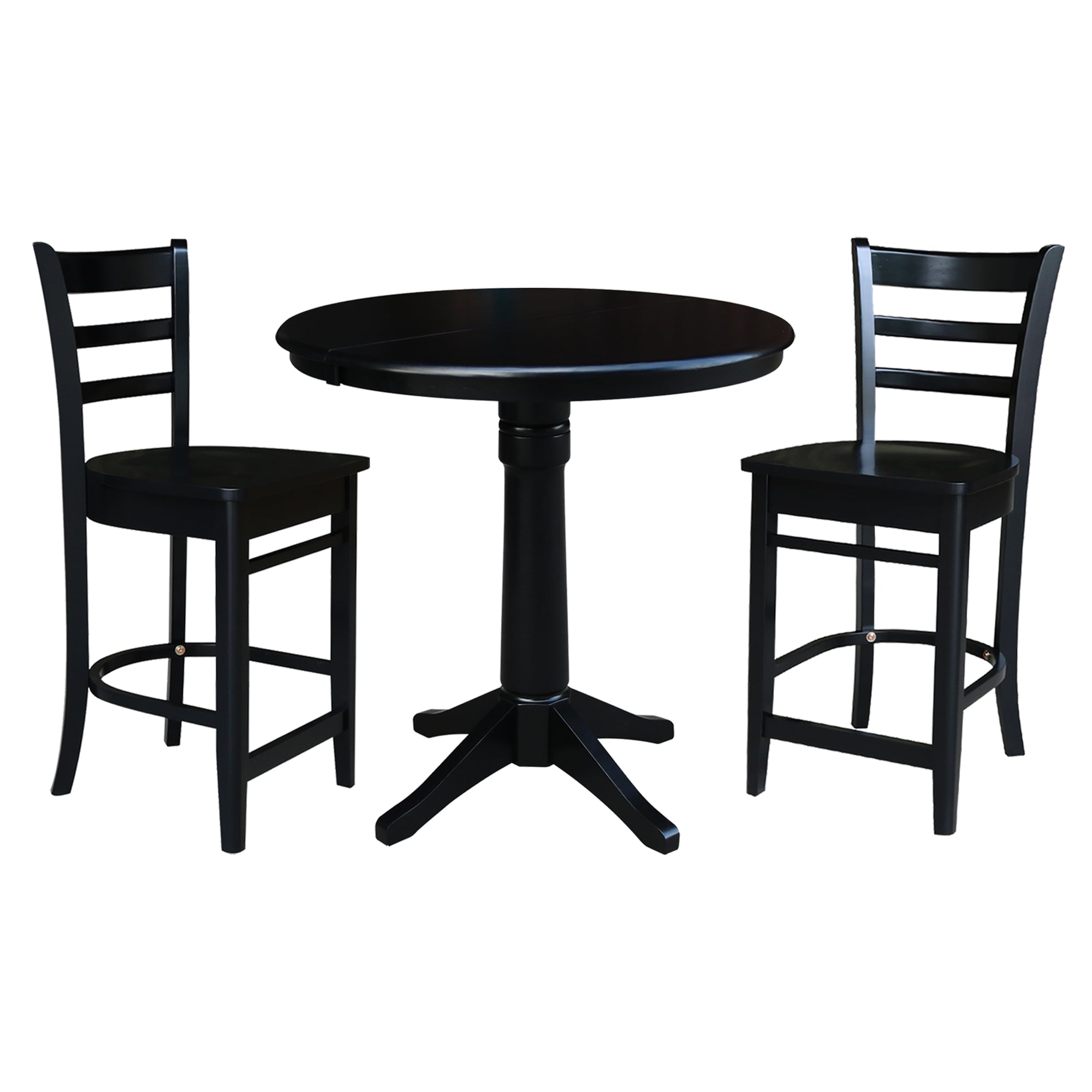 International Concepts K46-36RXT-27-S6172-2 Black Traditional Dining Room Set with Round Table ( Seats 2 )