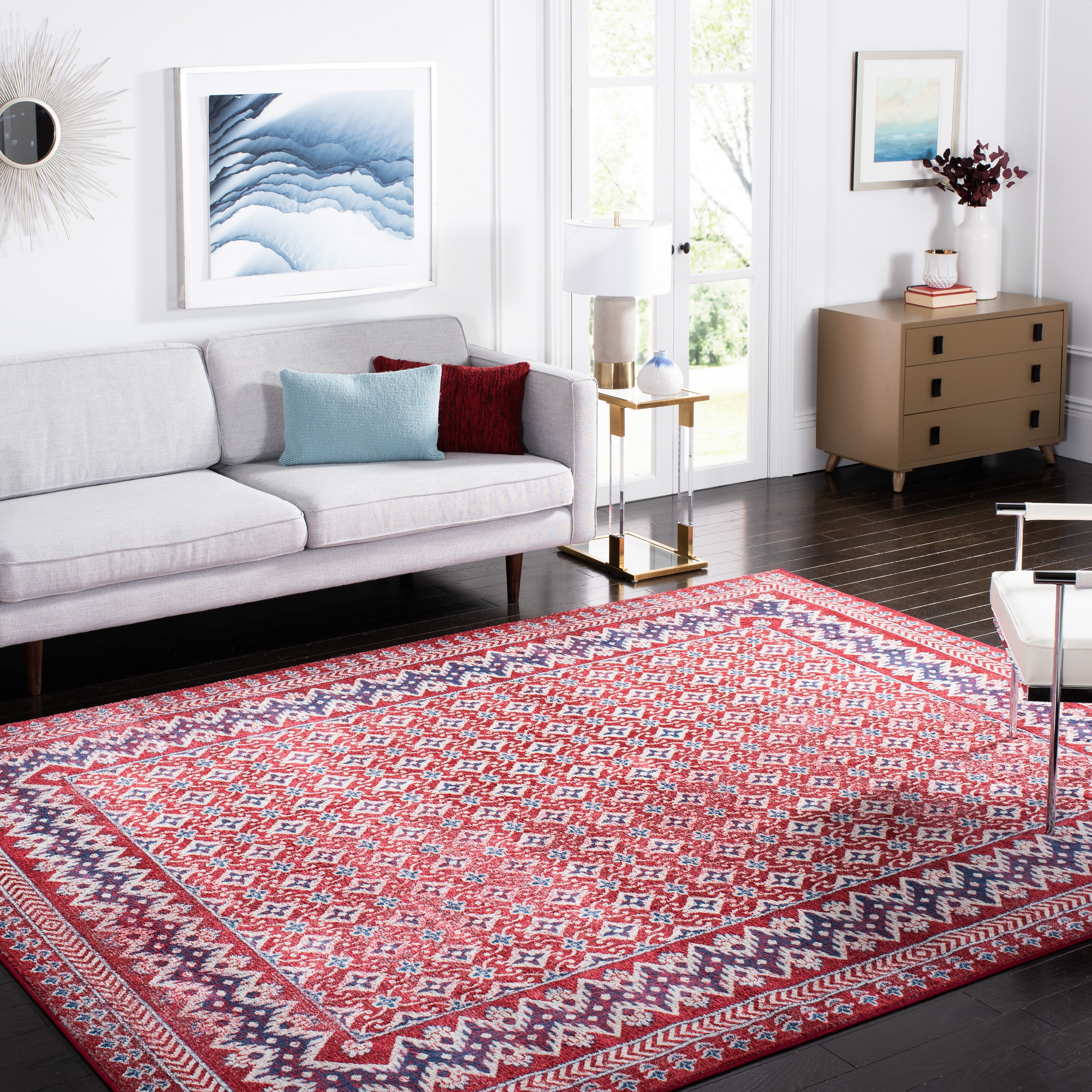 Safavieh BNT899Q-8 Brentwood Gusta 8 x 10 (ft) Loomed Polypropylene Red/Ivory Rectangular Indoor Distressed/Overdyed Vintage Area rug