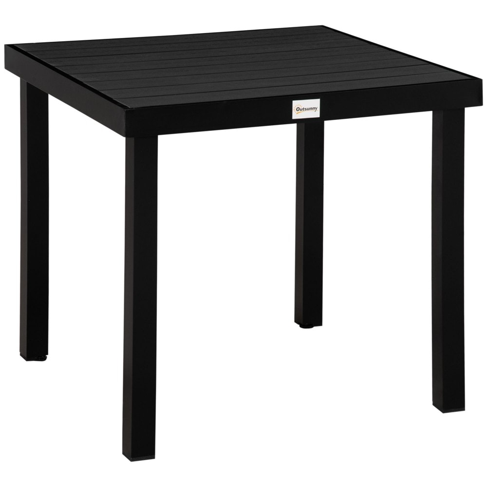 Rectangular Patio Dining Table for 4 Aluminum Outdoor Table Garden Lawn Backyard Use Black