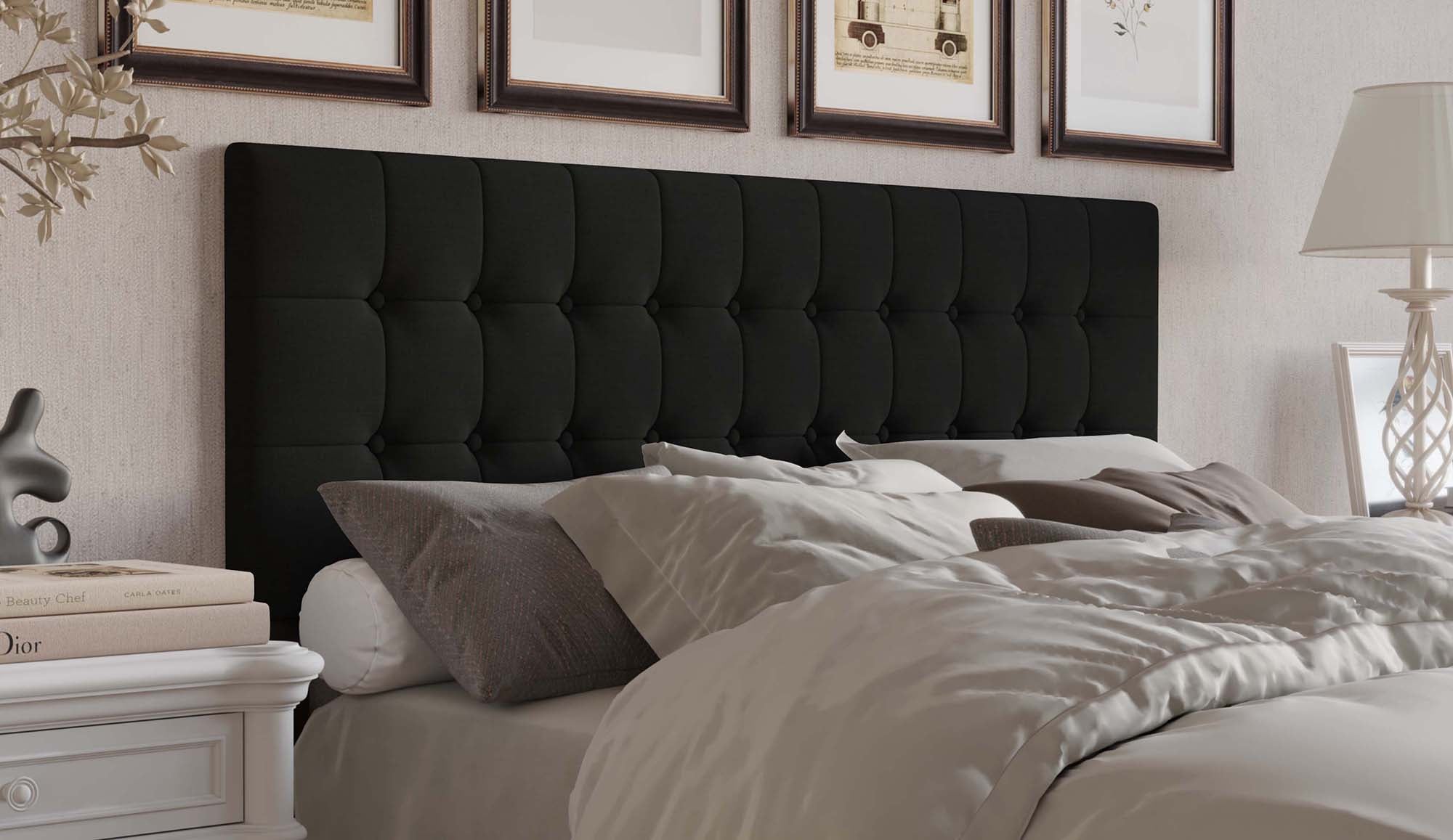 CasePiece C8377FUHB-BK-LN Black Full Linen Upholstered Headboard