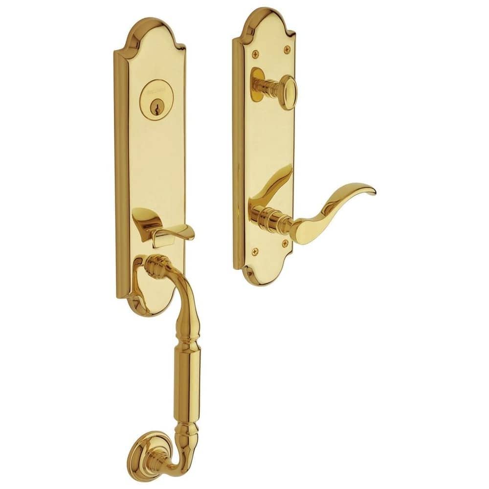 Baldwin  85350.RENT Manchester Right Handed One Piece Single Cylinder Keyed Entry Handleset with 5455V Interior Lever from the Estate Collection