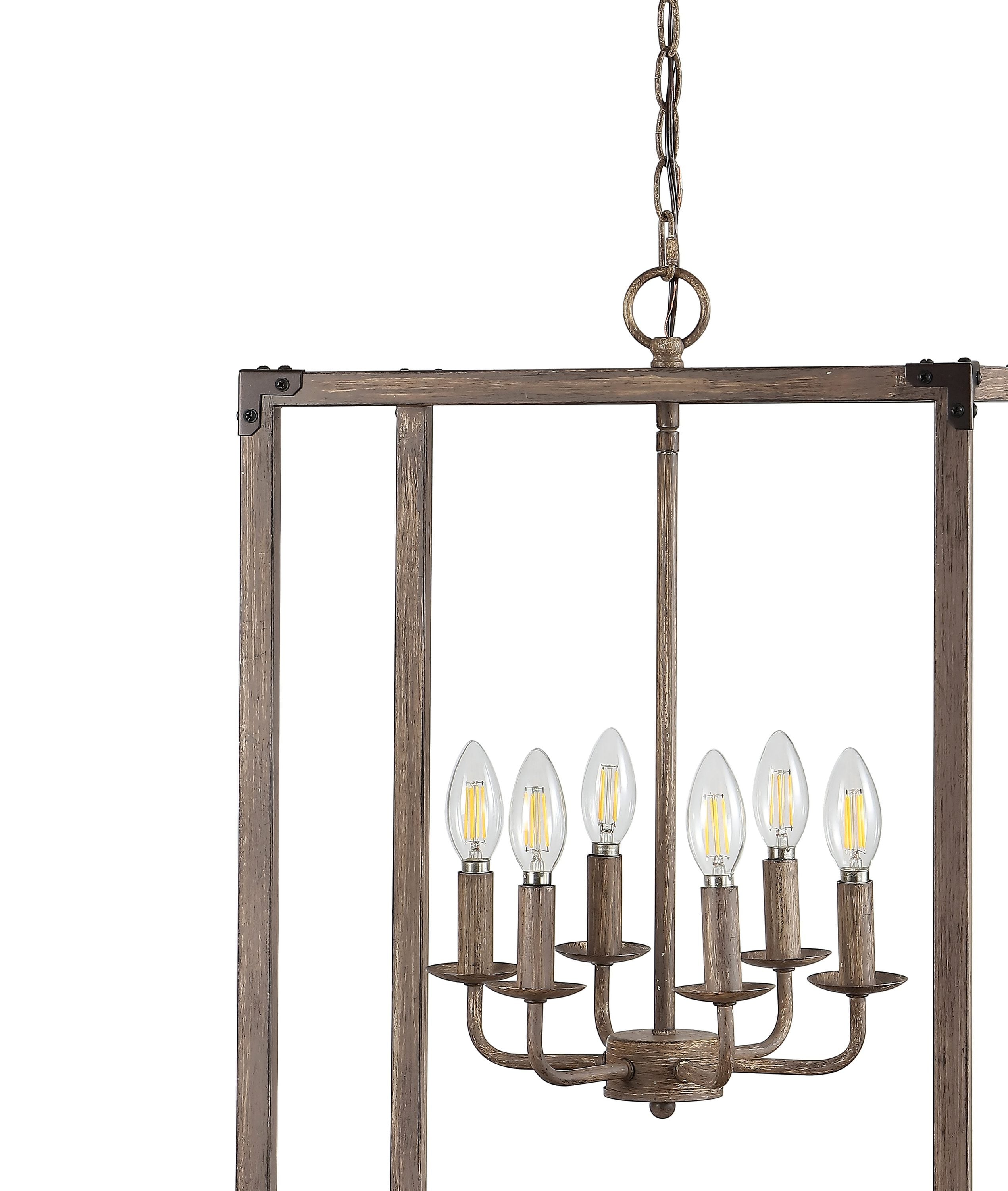 Rustic Farmhouse 16.2" Brown Iron LED Pendant with Edison-Style Bulbs