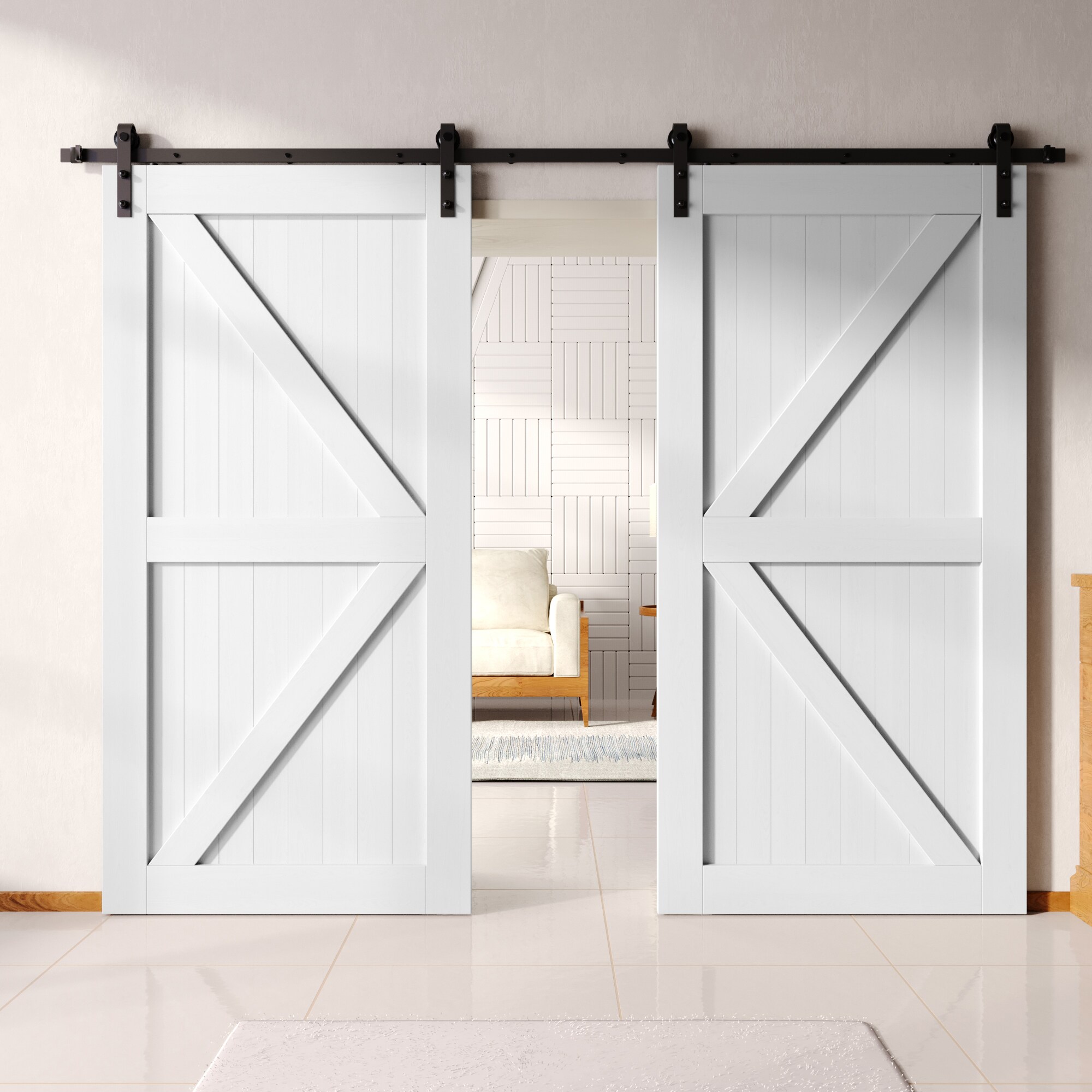 HOMACER YT2TGH180C-4296-K-WH Barn-Doors - View #8