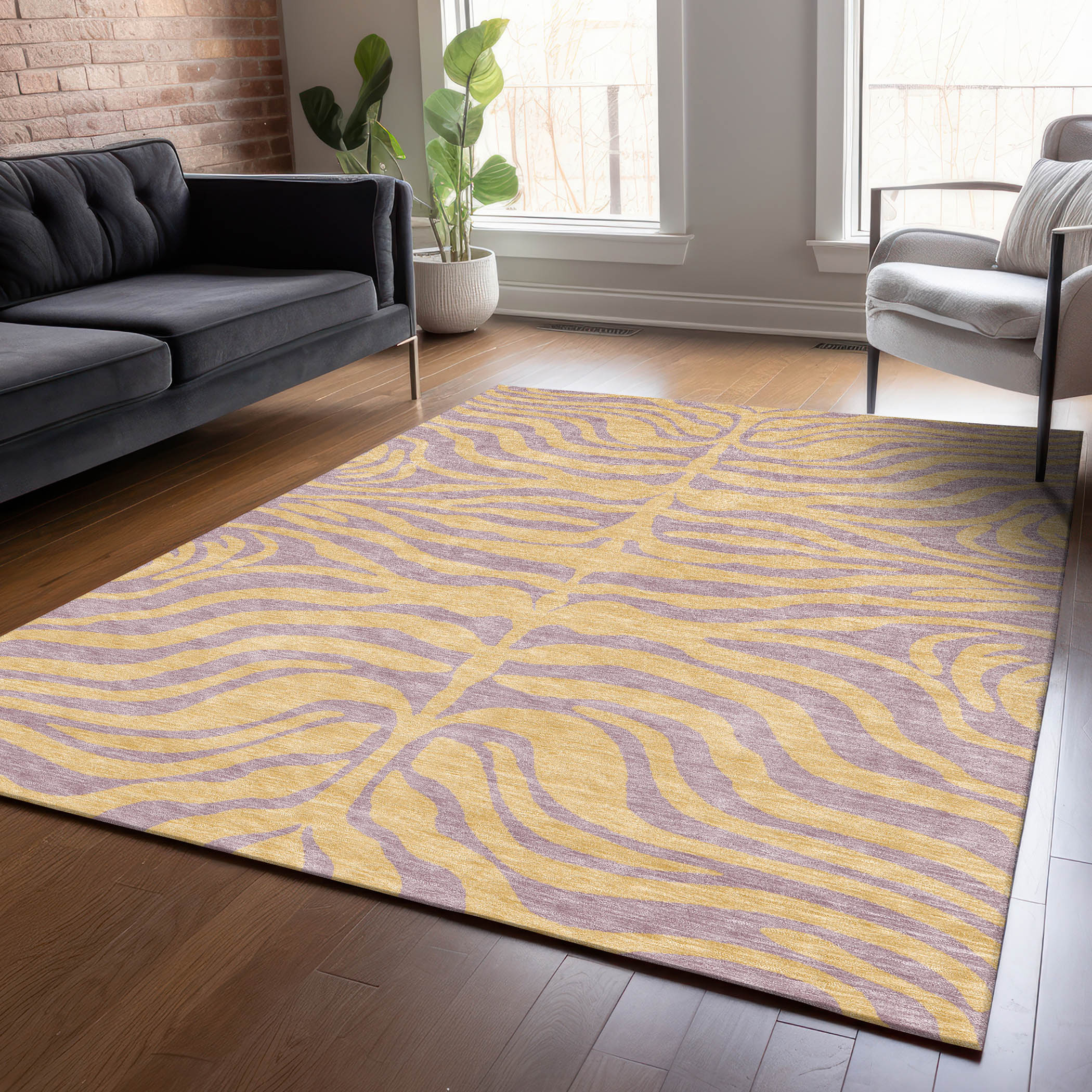 Addison Rugs ACN1043PH30X46 Chantille ACN1043PH 2 x 3 (ft) Polyester Peach Rectangular Indoor/Outdoor Geometric Machine washable Area rug