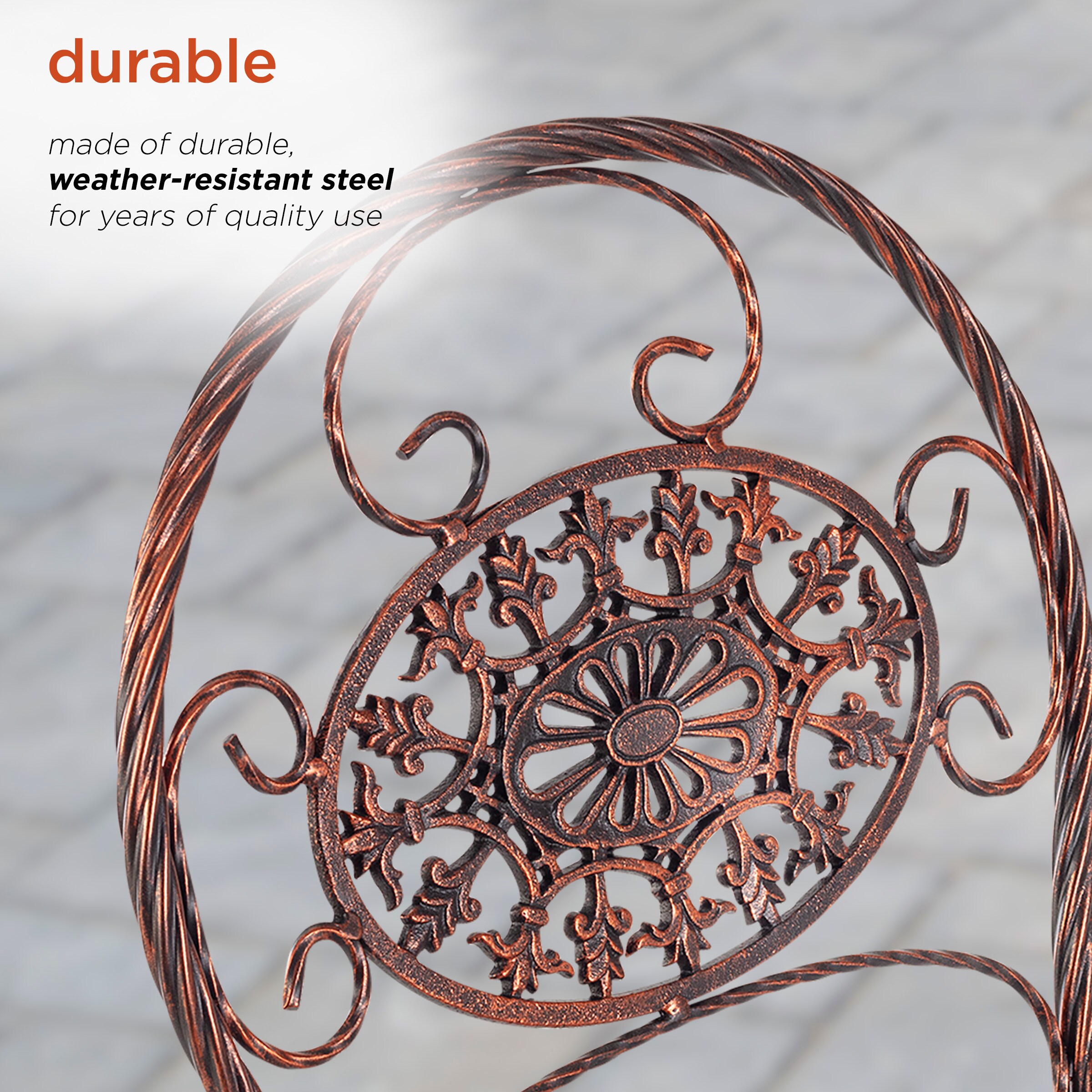 Bronze Floral 3-Piece Metal Outdoor Bistro Set