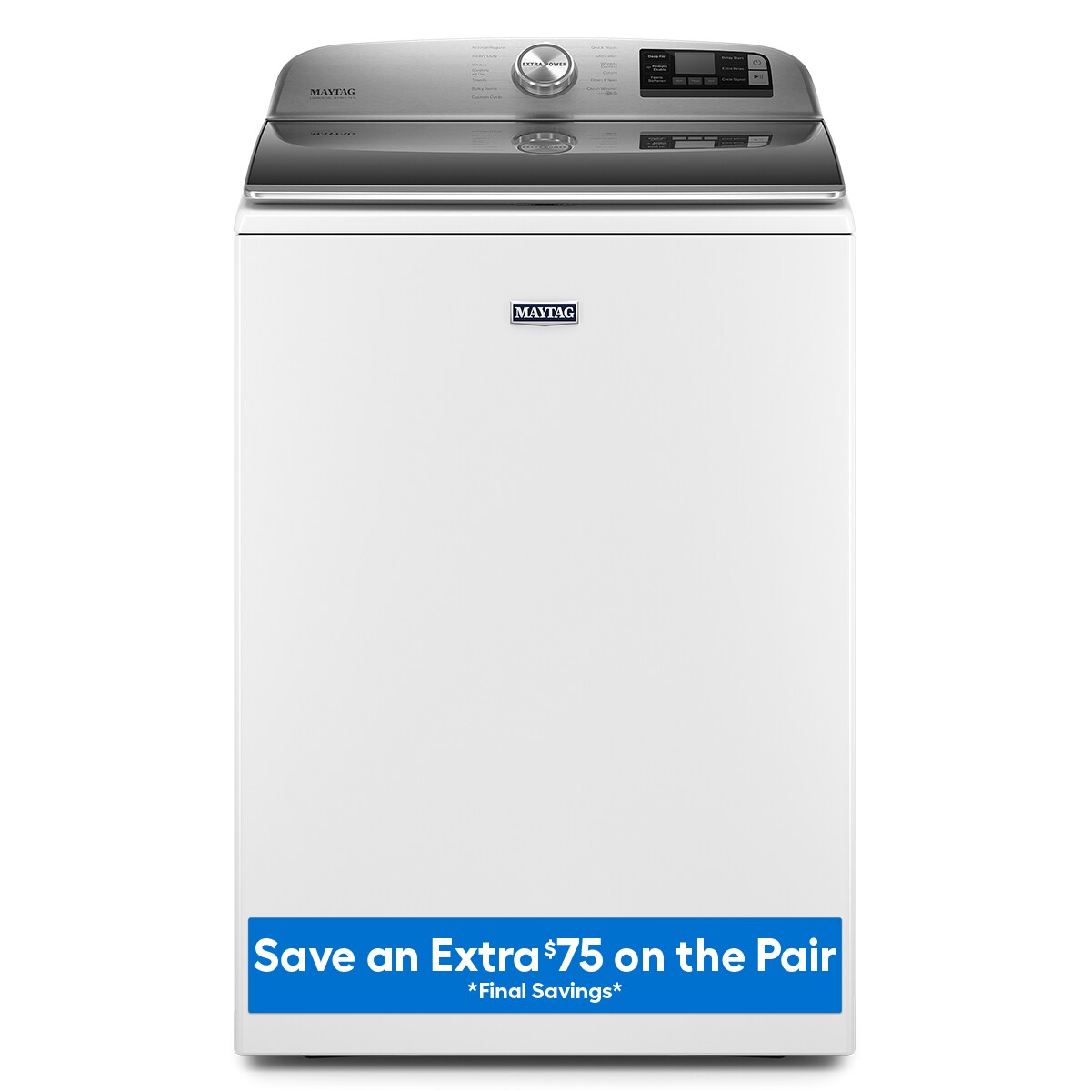 Maytag Smart Top Load Washer with Extra Power - 5.2 Cu. ft. White