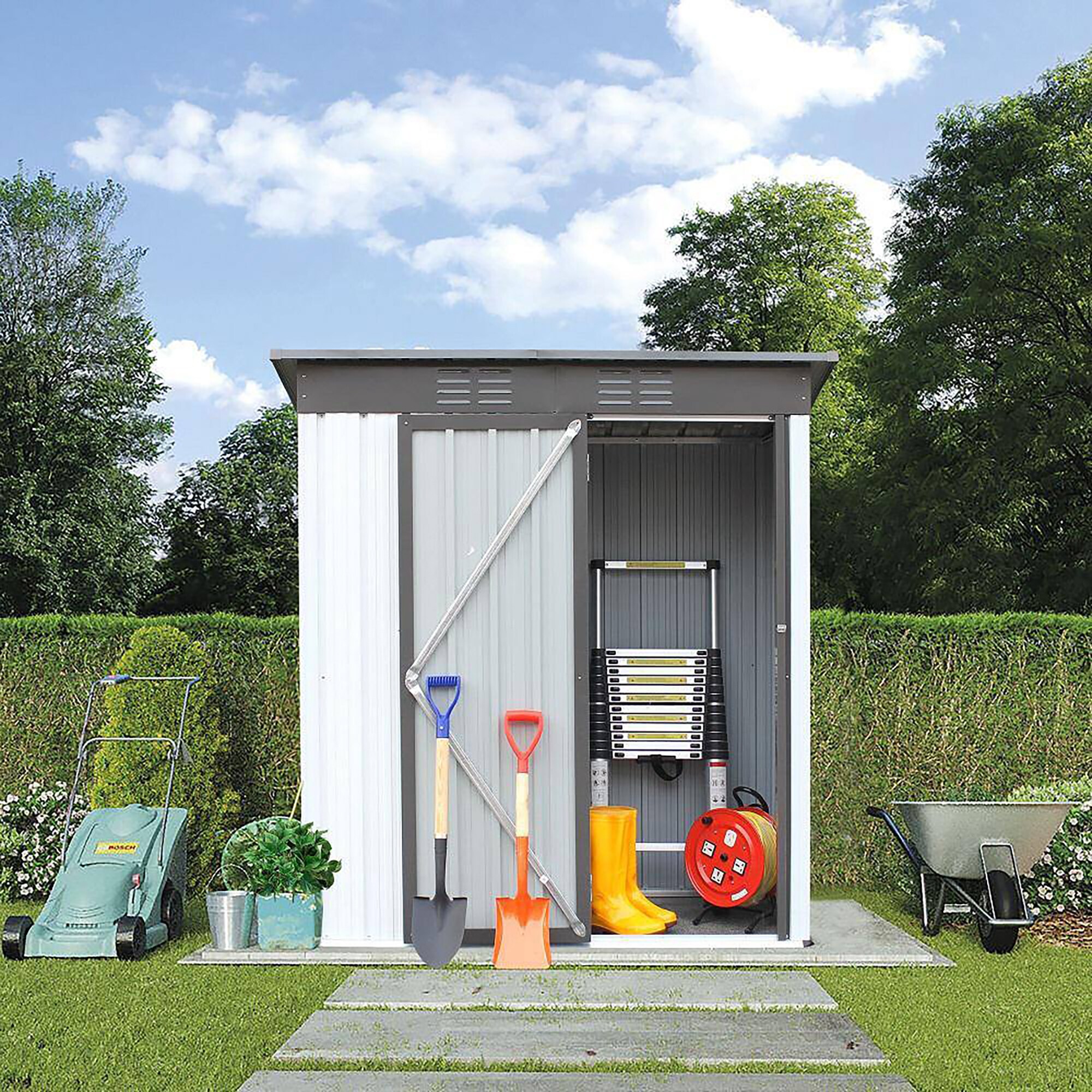 Gaierptone 3-ft x 5-ft Metal Storage Shed Galvanized Steel Storage Shed ...