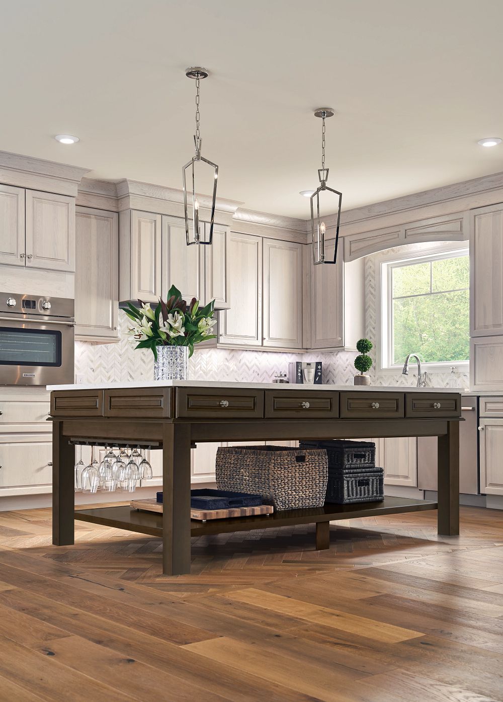 KraftMaid Ruxton 14.625-in W x 14.625-in H Cannon Grey Stained Maple ...