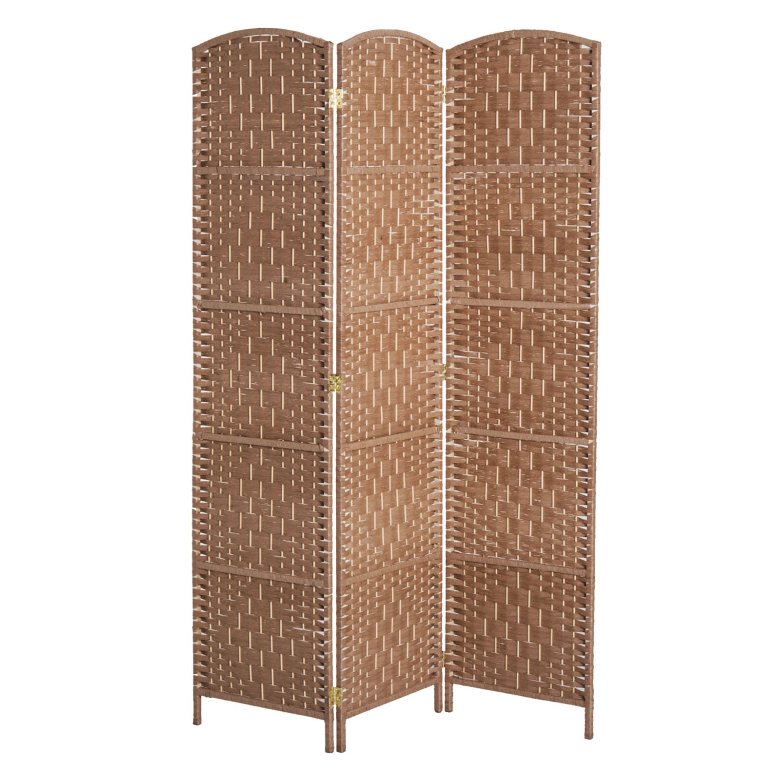 6inch  Tall 3 Panel Wicker Weave Room Divider Privacy Screen Natural