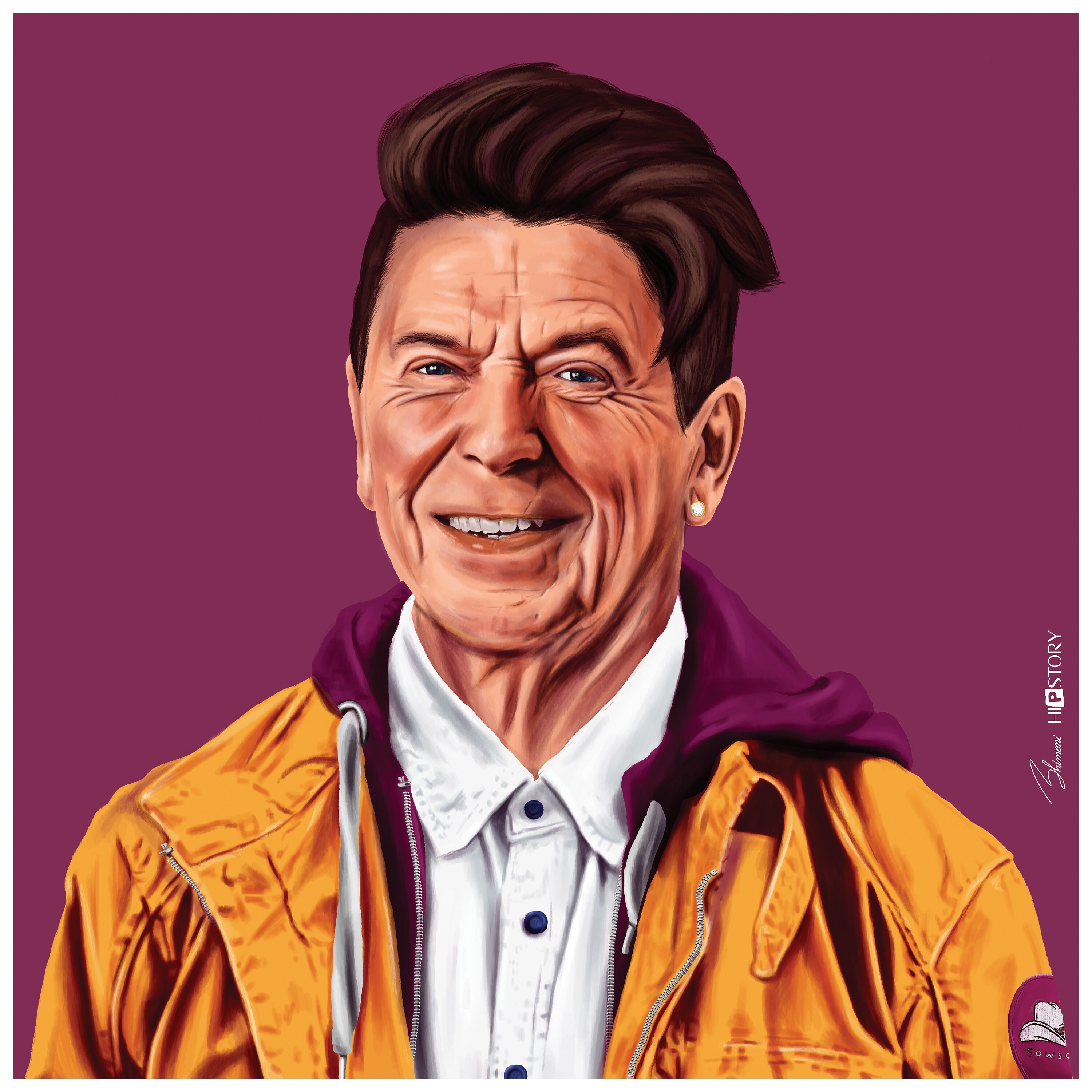 Empire Art Direct TMP-HIP08-2424 Hip Ronald Reagan Unframed 24-Inches H x 24-Inches W Modern Glass Print