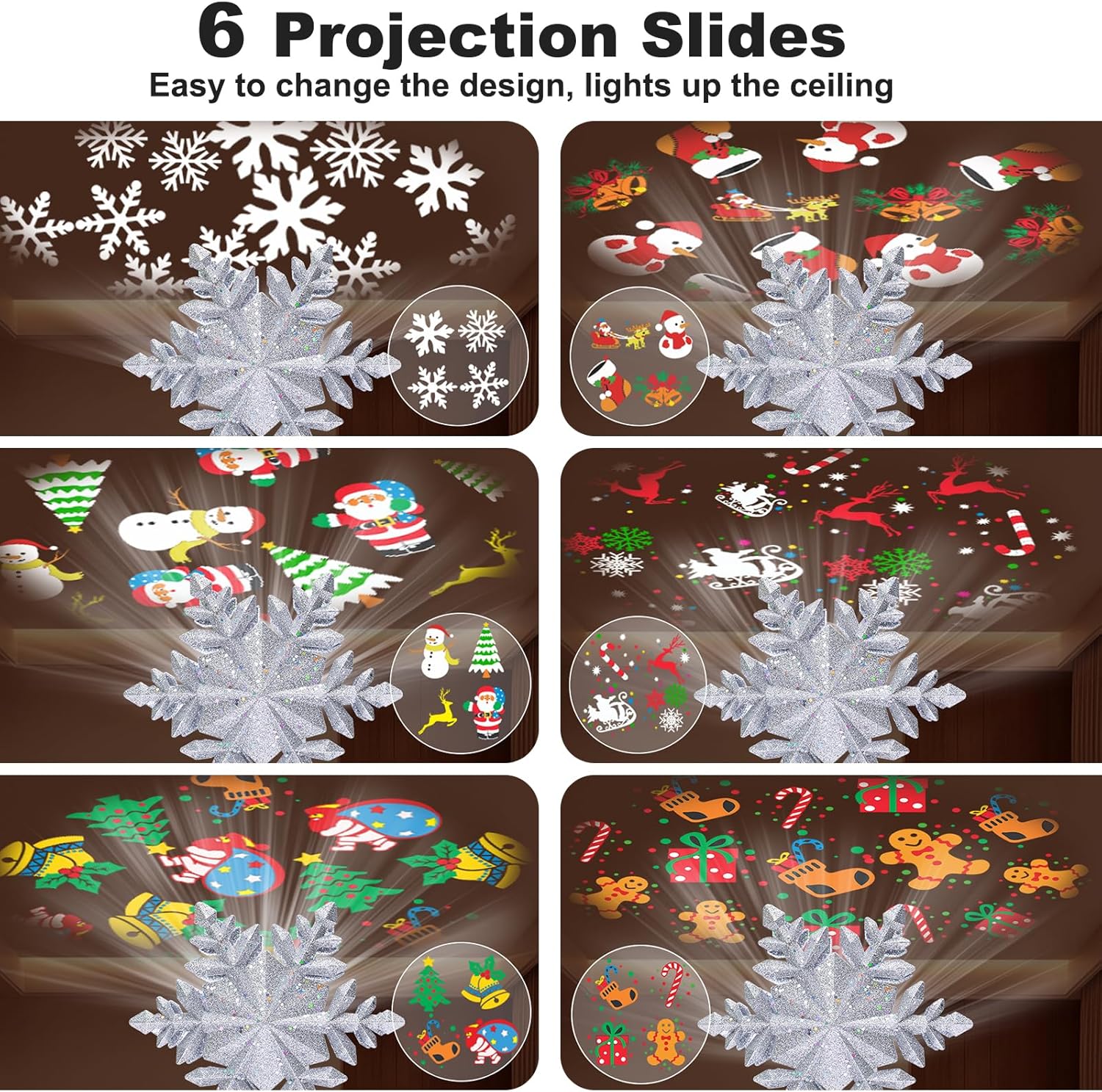 Etokfoks Christmas tree topper lighted 1 Piece 6 projection modes LED ...