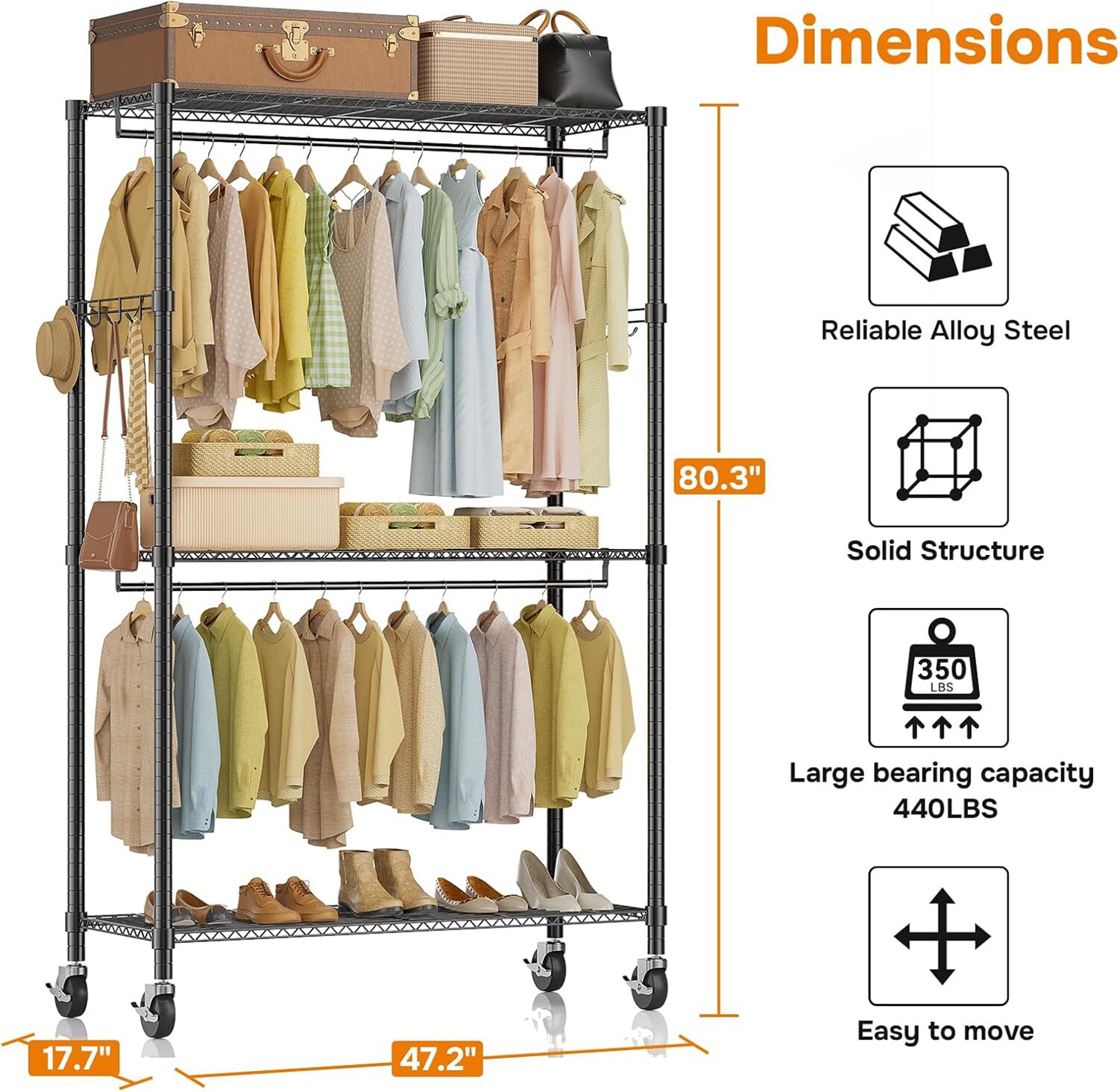 Kahomvis MOCE-QPS4-487 Garment-Racks - View #3