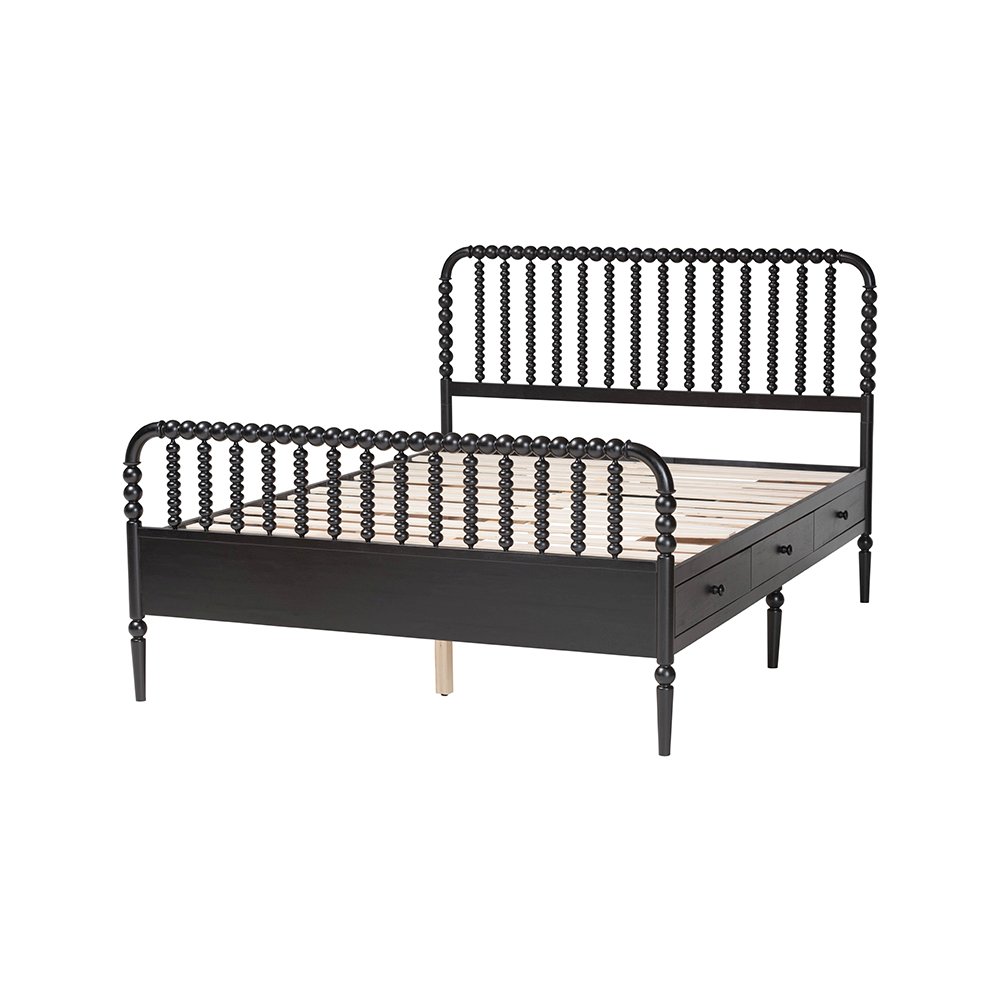 Baxton Studio Lucera 6-Drawer Platform Bed with Bobbin Frame Queen ...