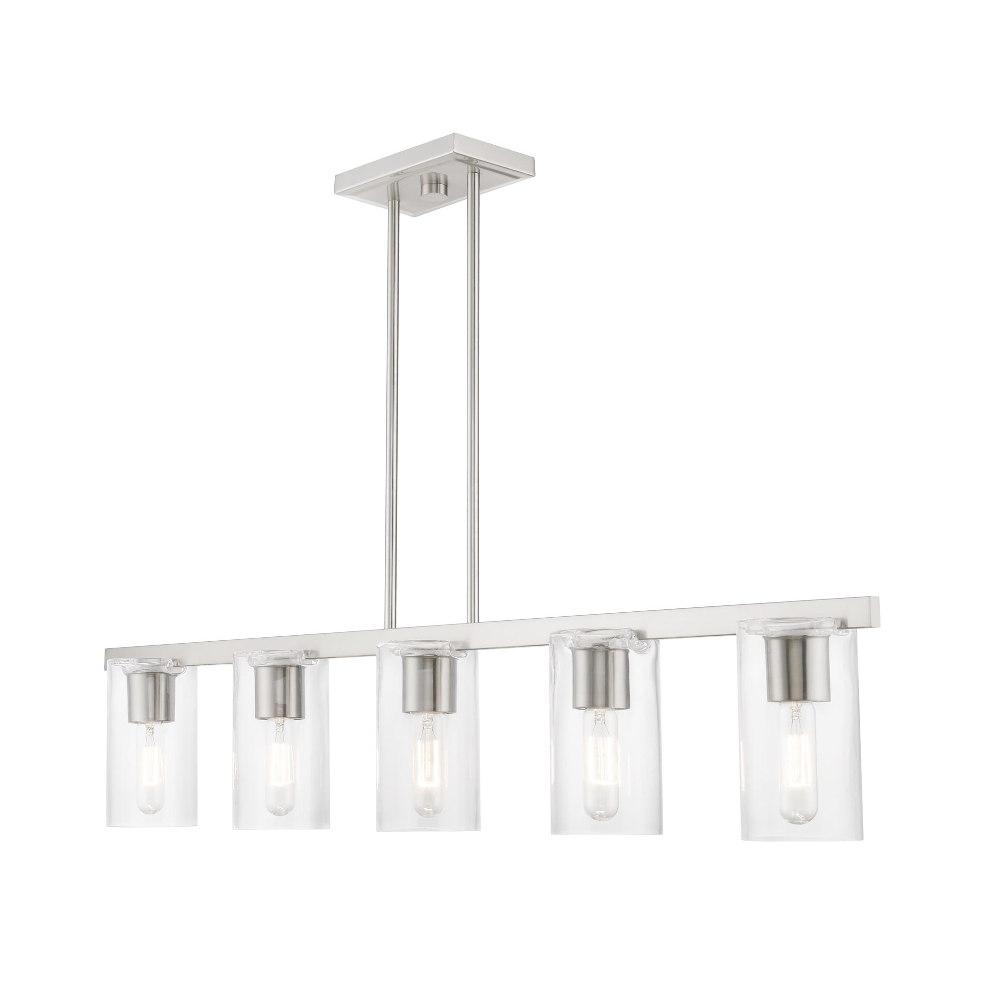 Clarion Brushed Nickel and Clear Glass 5-Light Linear Chandelier