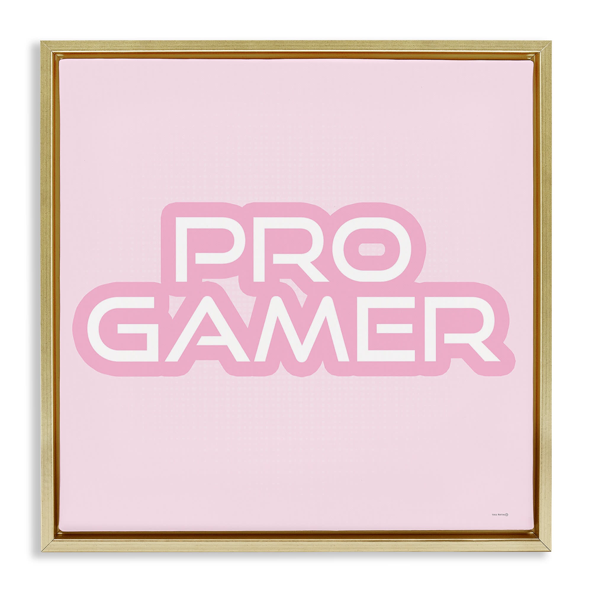 Stupell Industries BS-720-FFG-24X24 Pastel Pink Pro Gamer Gold Framed Floater Canvas Wall Art By Yass Naffas Designs 25 x 25