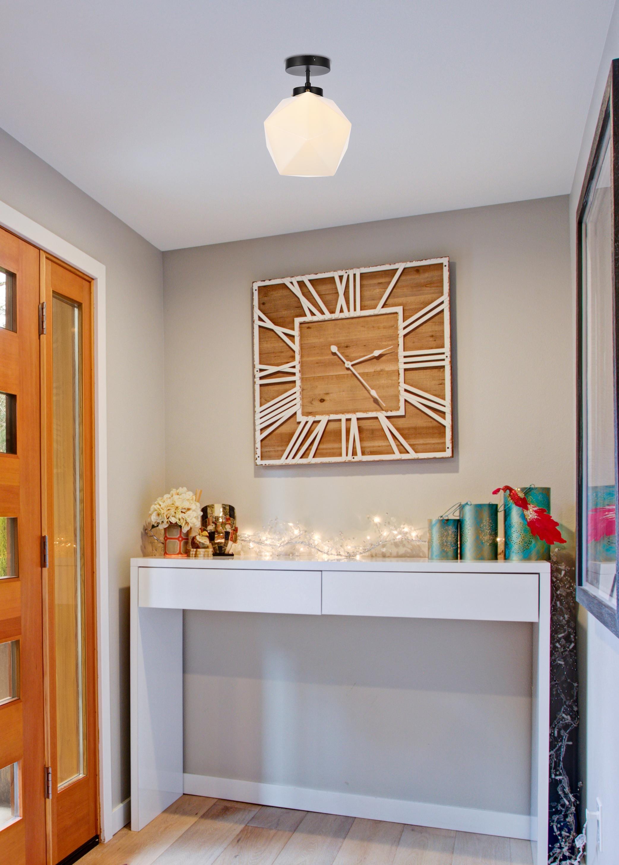 Modern Black and White Glass LED Flush Mount Light