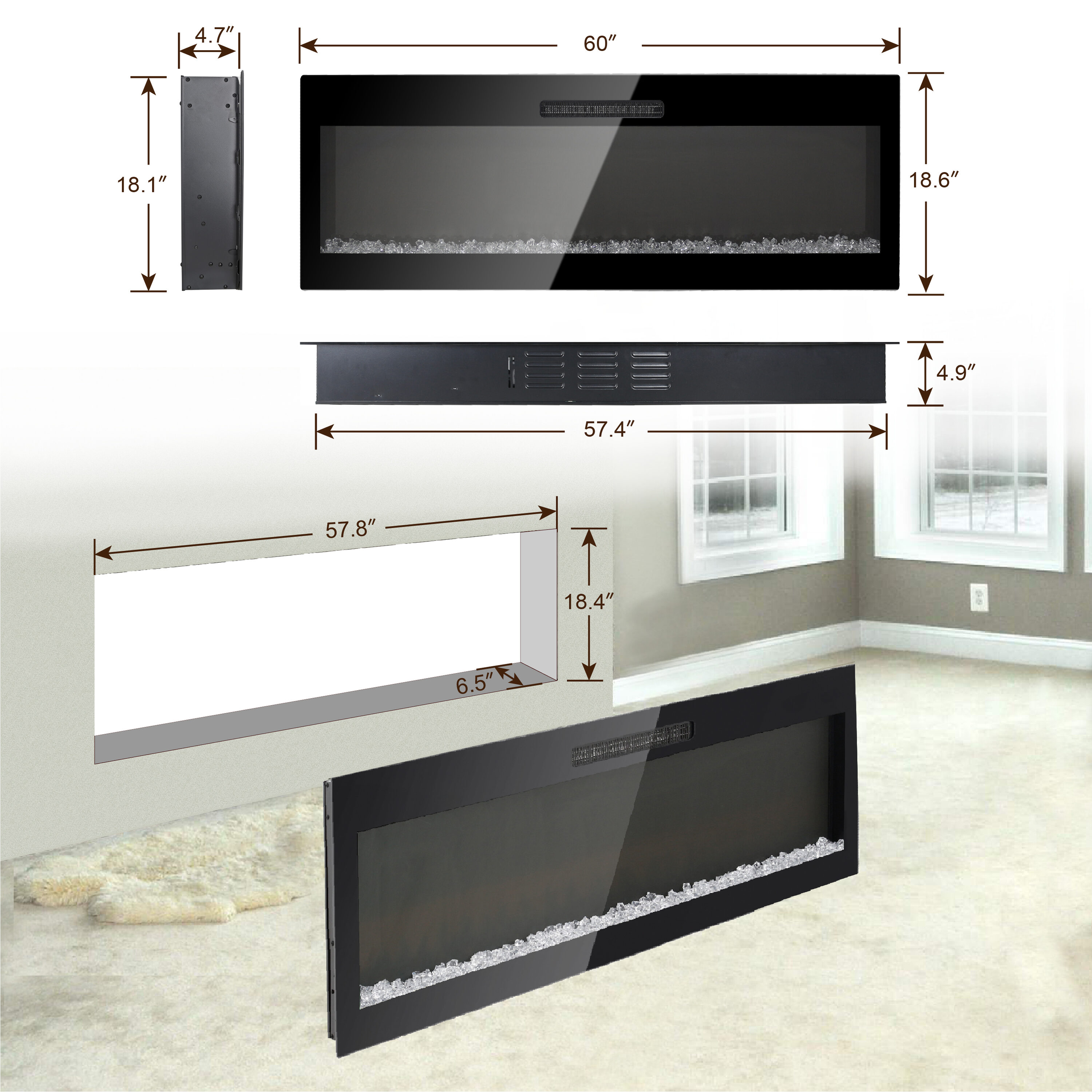 Clihome VL-CH-WM60 Electric-Fireplaces - View #7