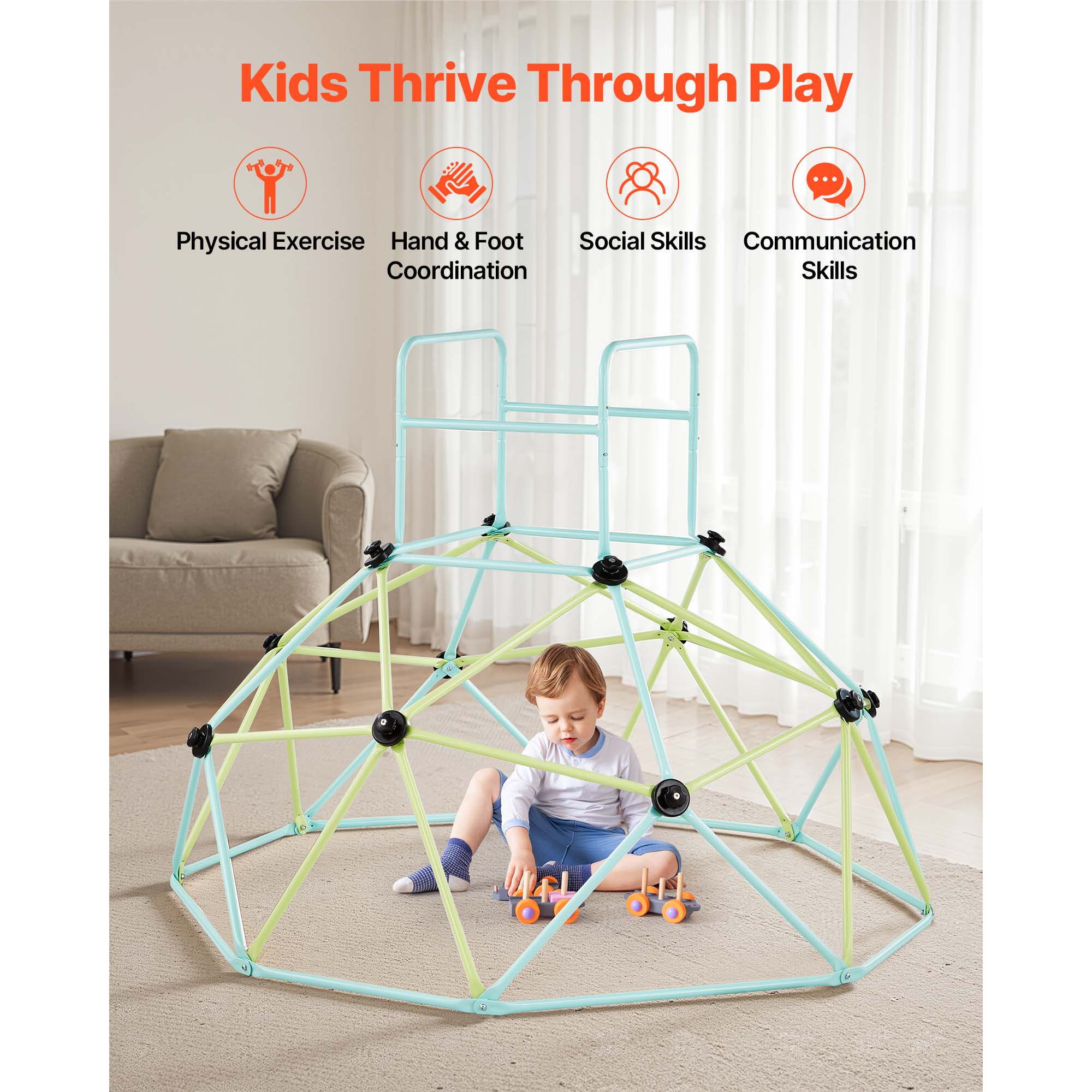 VEVOR Climbing Dome 6FT Geometric Dome Climber for Kids 600LBS Loading ...