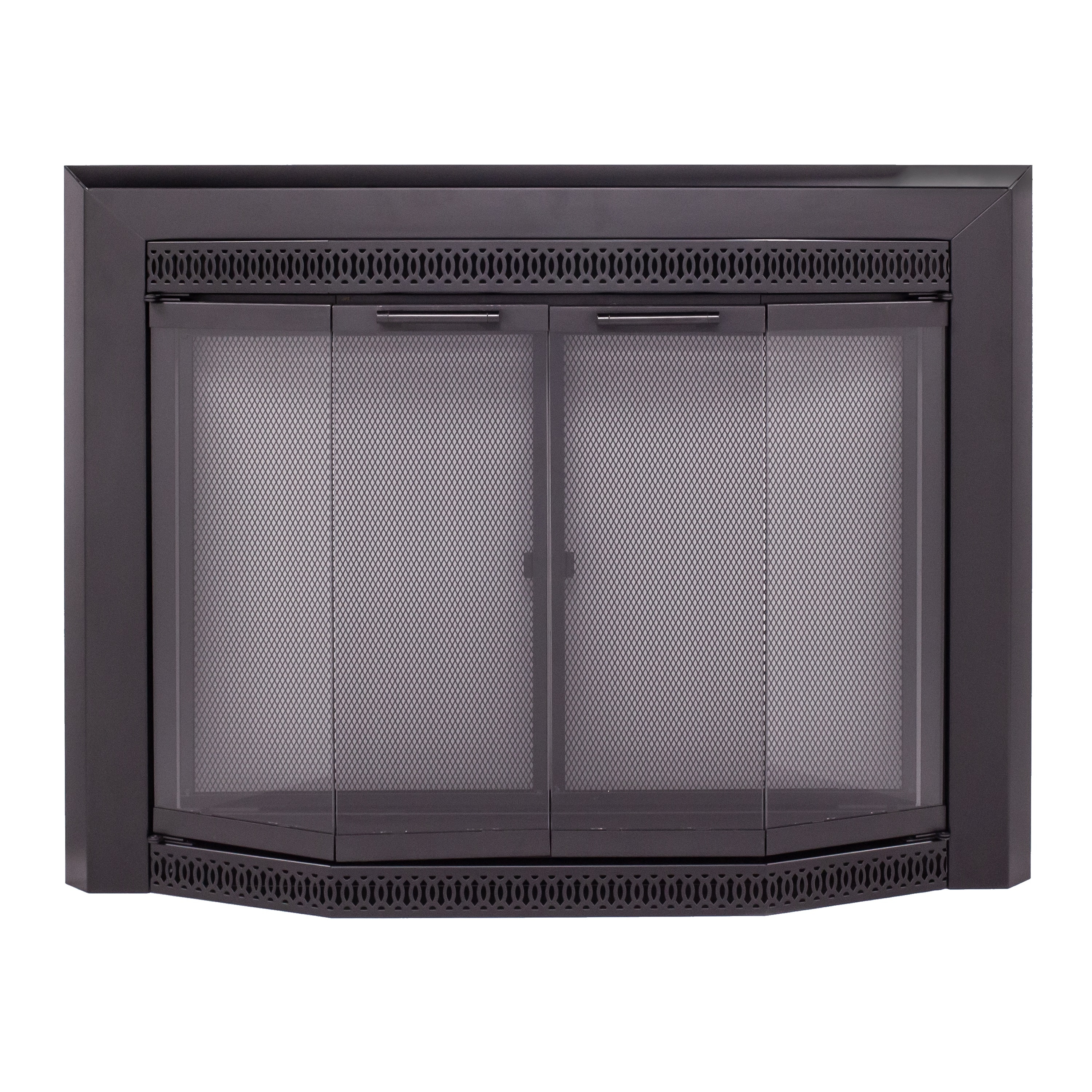 Pleasant Hearth GV-7001BL Gavin Black 30-in to 37-in W x 25-1/2-in to 32-1/2-in H (Medium) Bifold bay Fireplace Doors with Tempered Smoke Glass