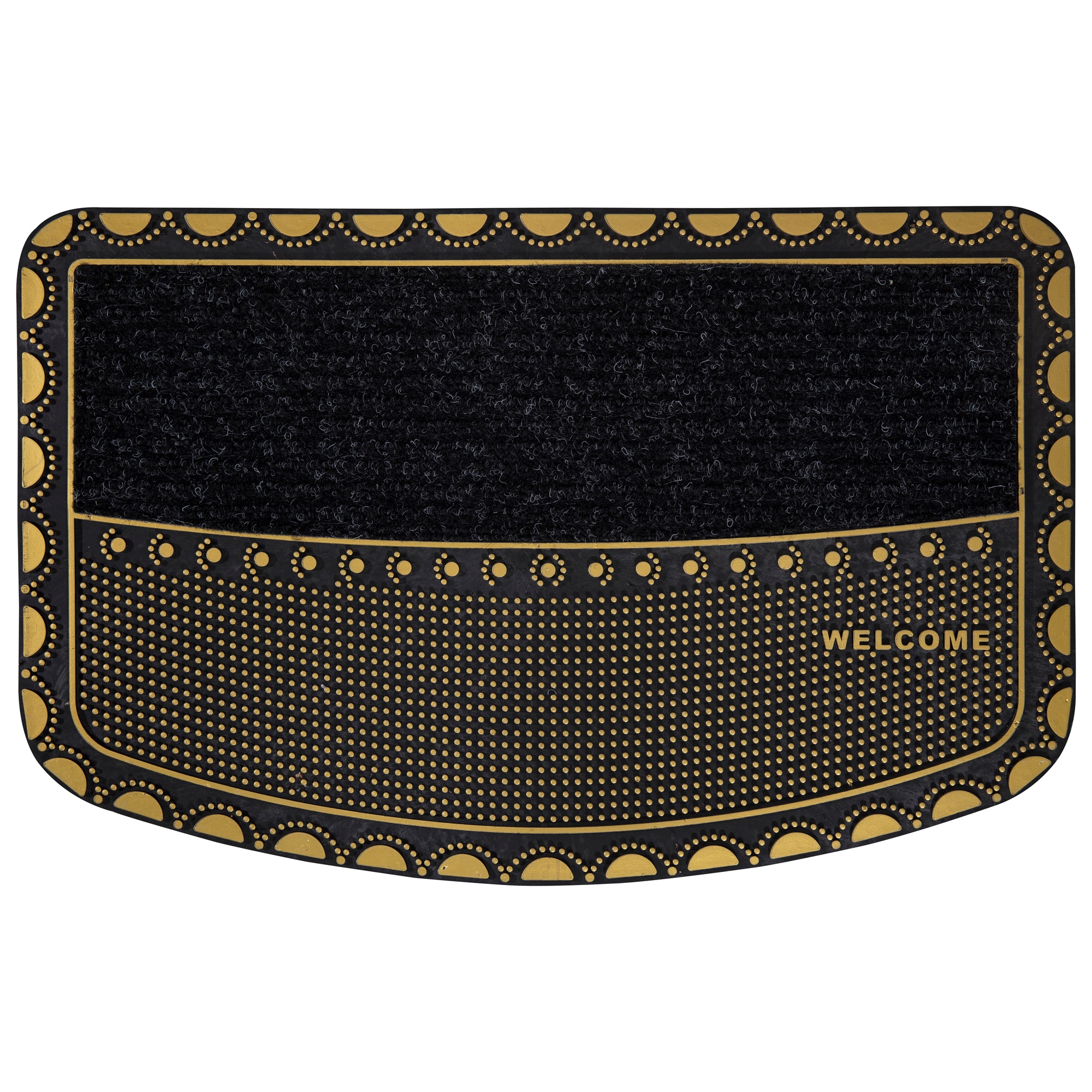 Ottomanson RD8011-18X28 2-ft x 3-ft Gold Rubber Rectangular Indoor or outdoor Decorative Welcome Door mat