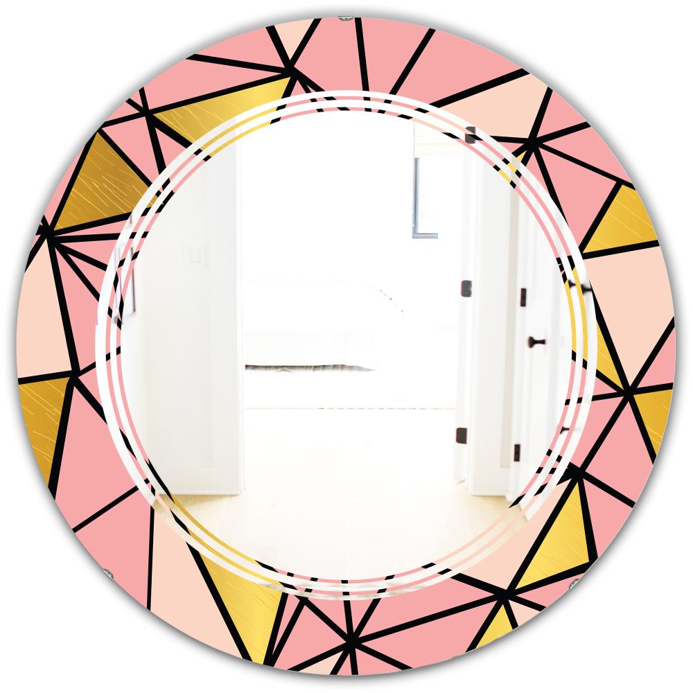 Designart Designart Mirrors 31.5-in W x 31.5-in H Round Pink Polished ...