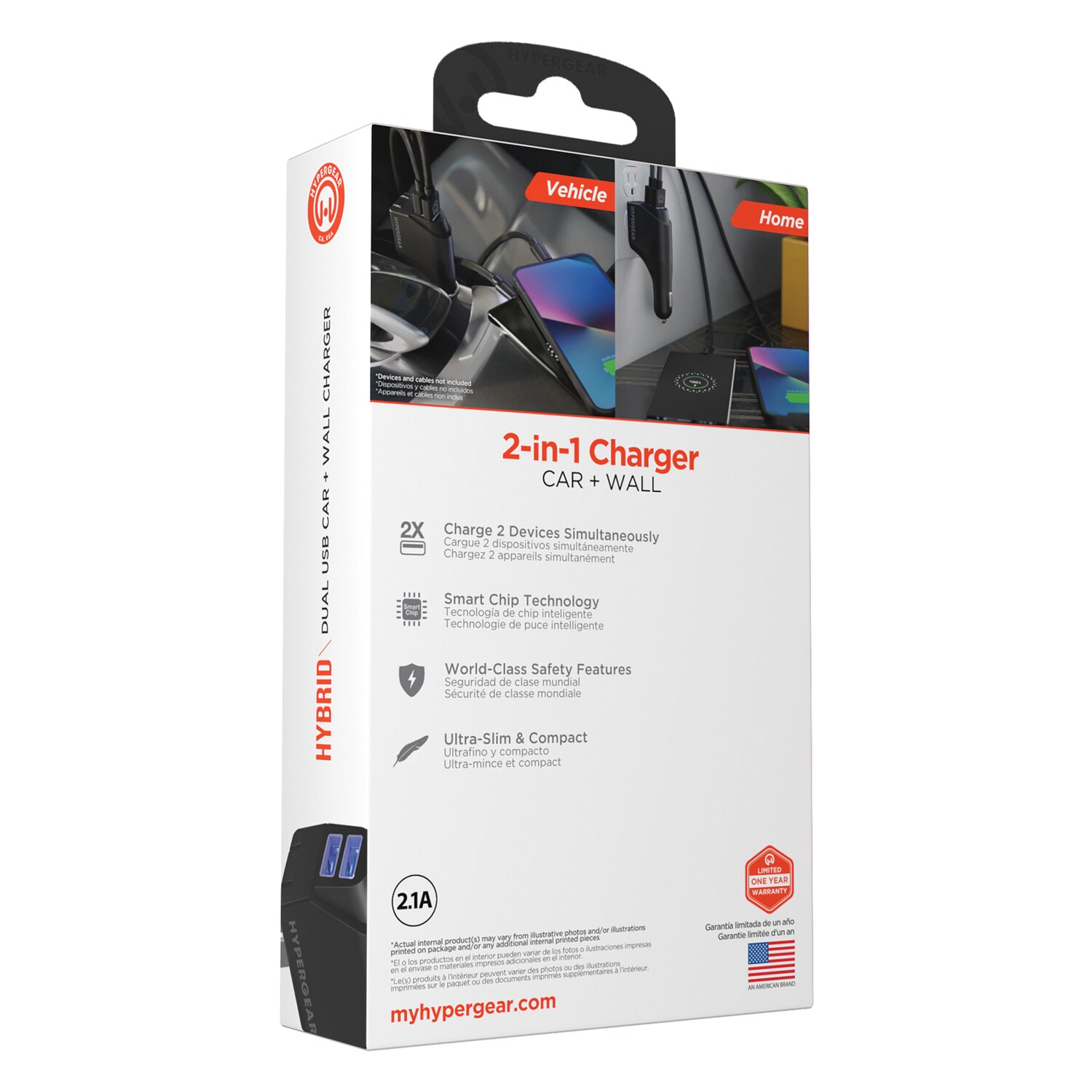 HyperGear Dual USB Wall and Car Charger for USBPowered Devices, Black