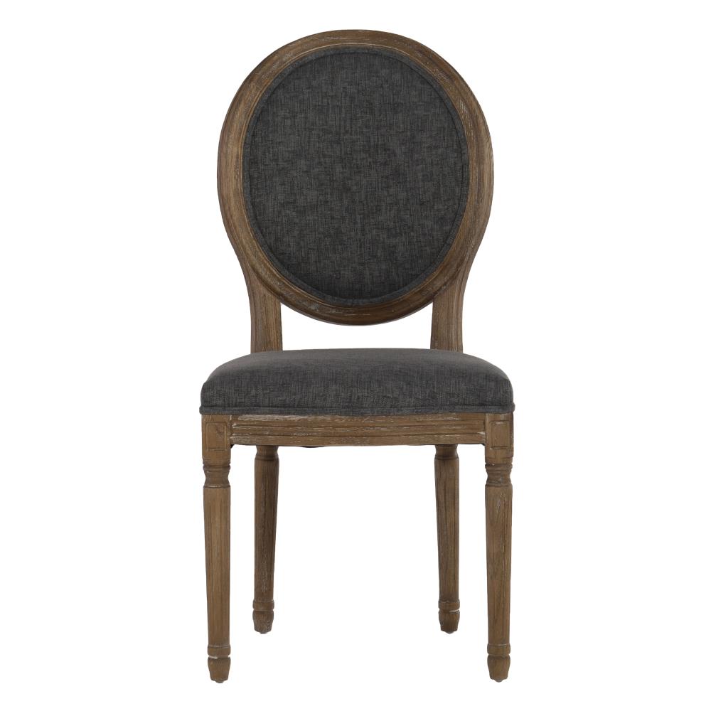 Dark Natural Brown Upholstered Oval Back Side Chair Set