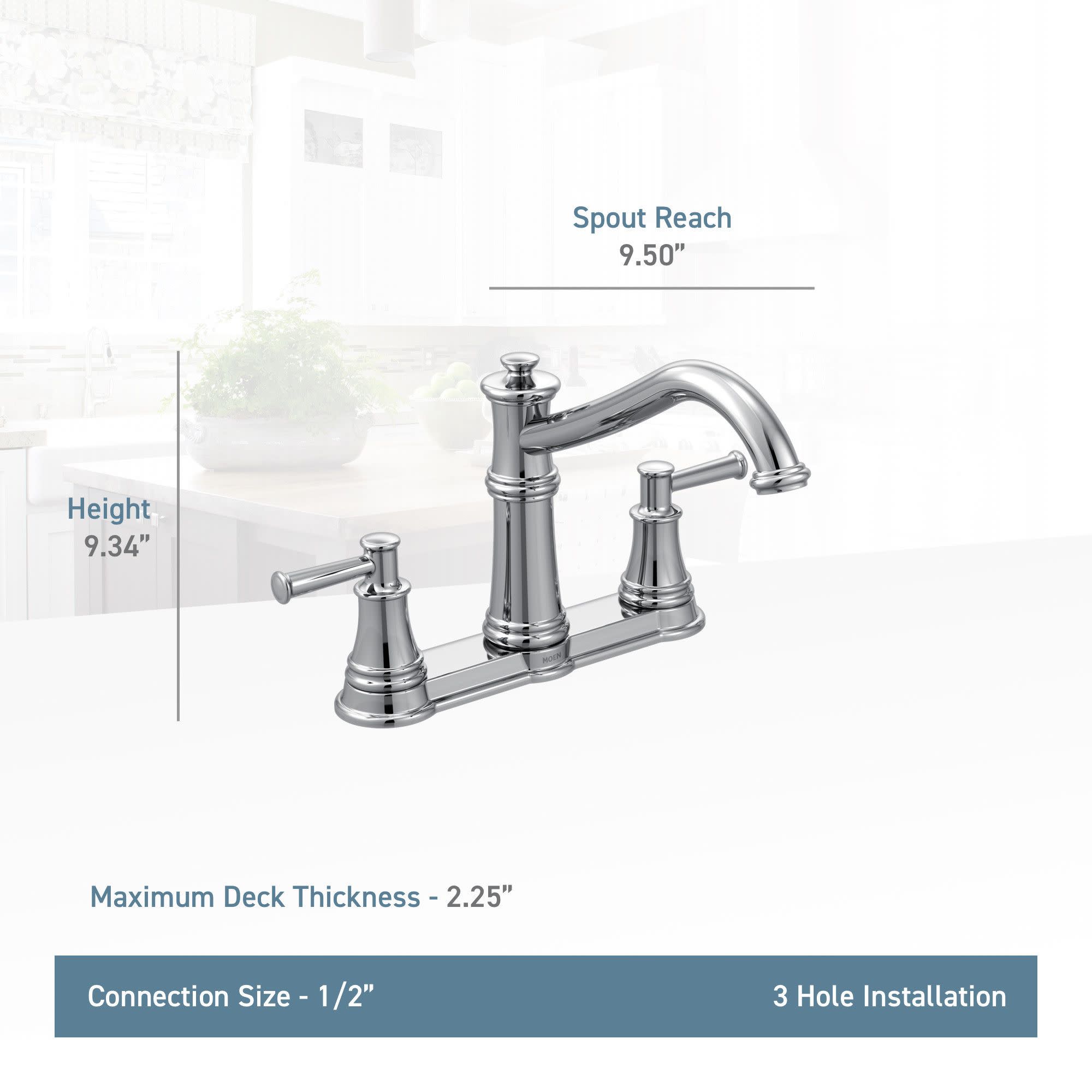 Moen Belfield Chrome Single Handle Kitchen Faucet (Deck Plate Included ...